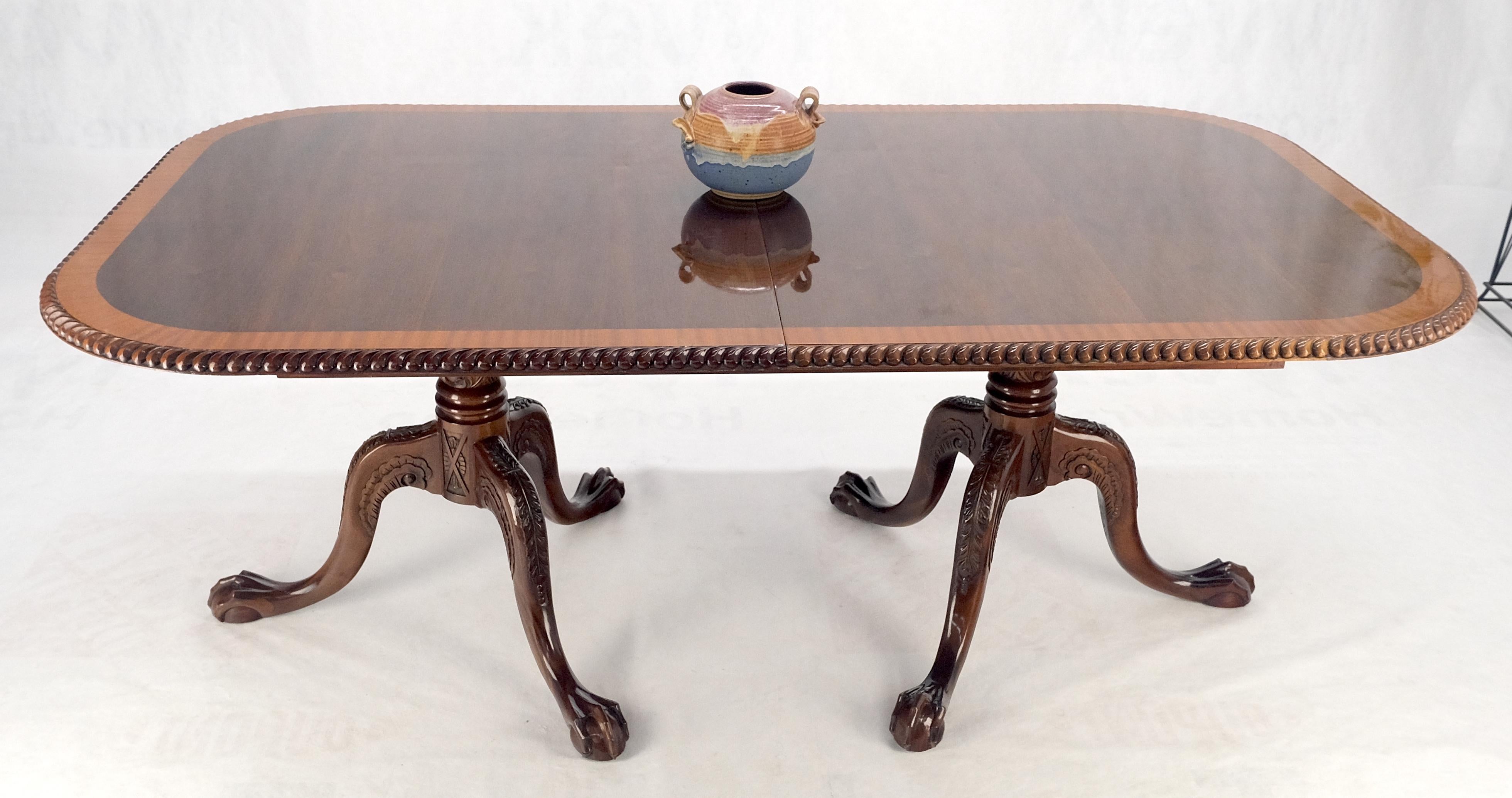 Mahogany Chippendale Rope Edge Two Leaves Ball & Claw Dining Table 8 Chairs MINT 8
