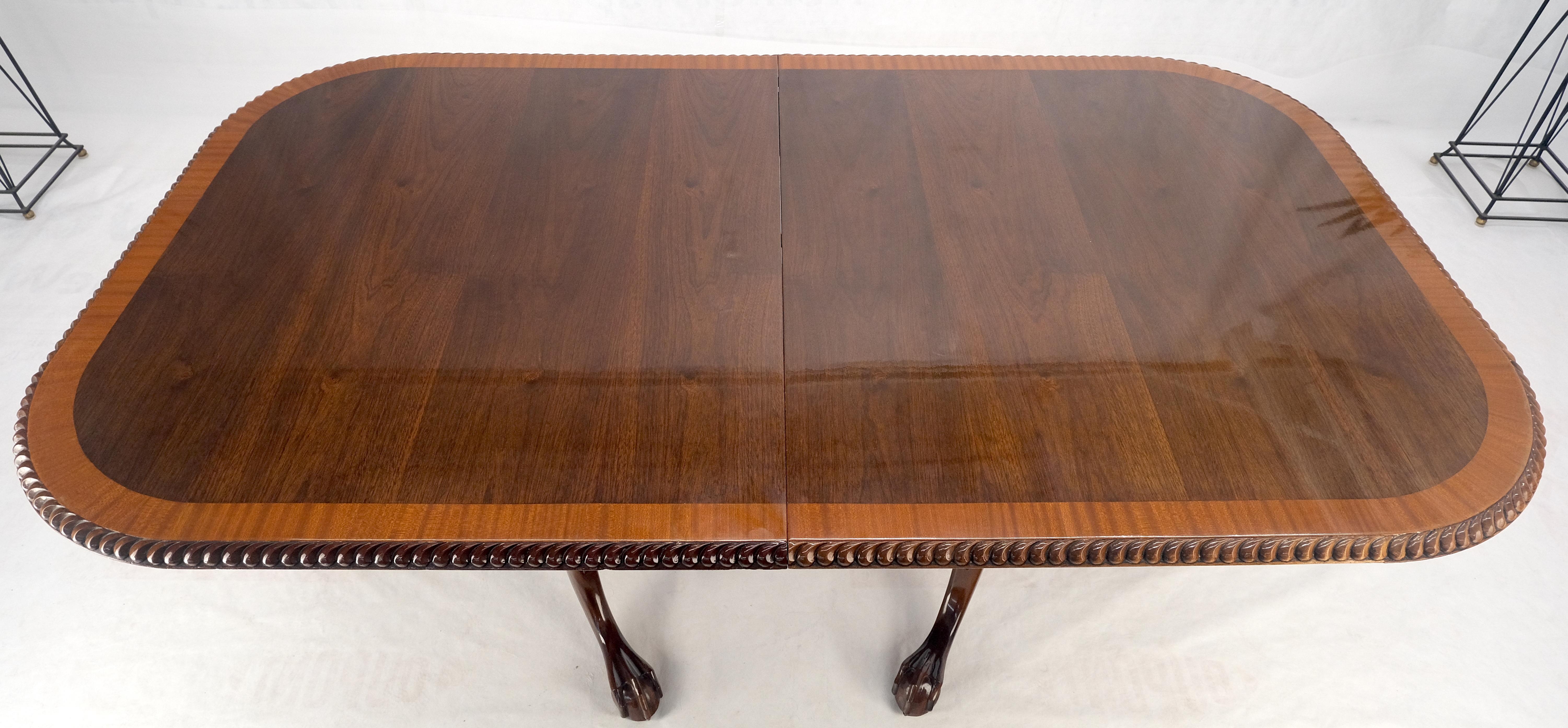 Mahogany Chippendale Rope Edge Two Leaves Ball & Claw Dining Table 8 Chairs MINT 9