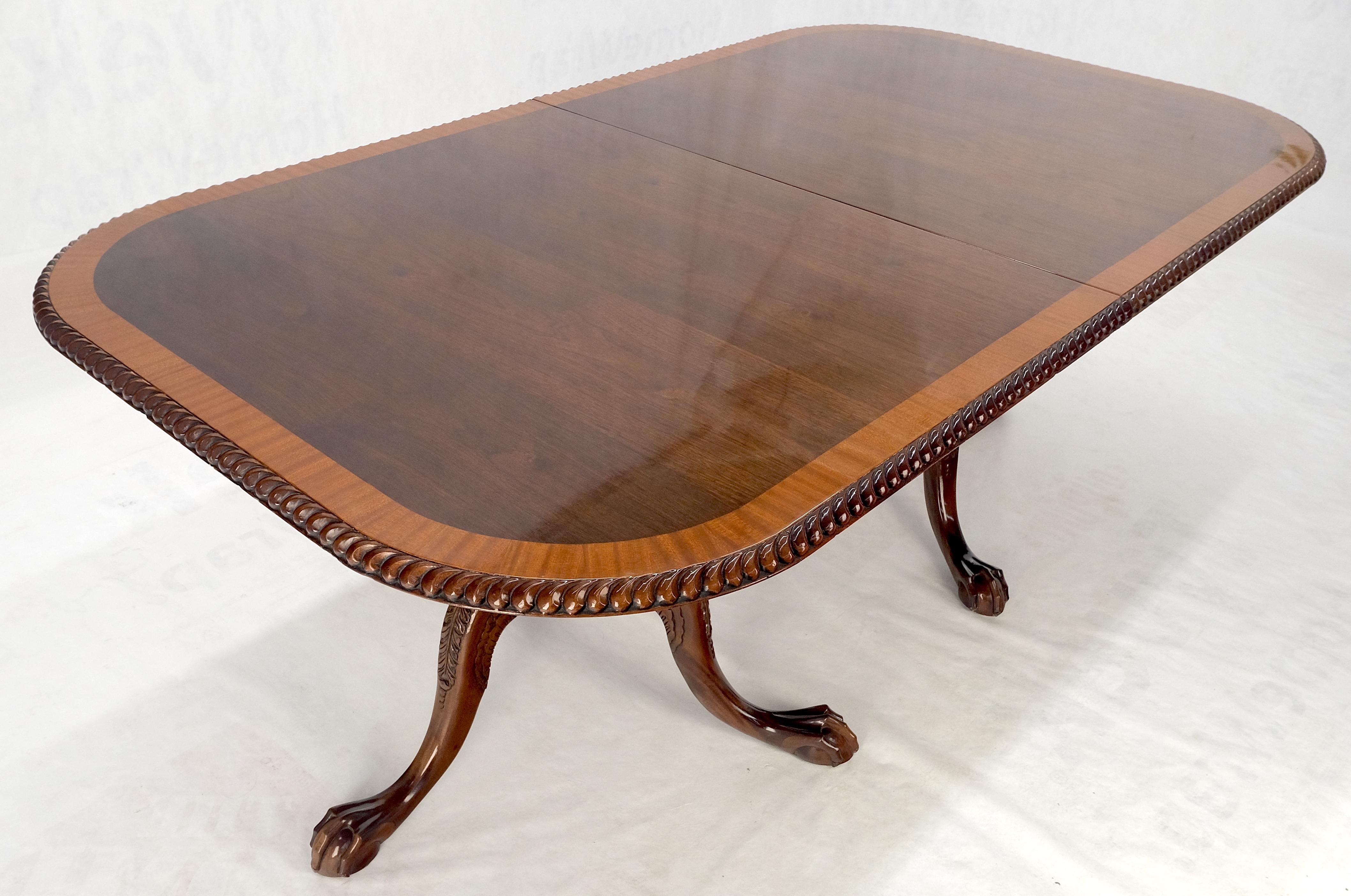 Mahogany Chippendale Rope Edge Two Leaves Ball & Claw Dining Table 8 Chairs MINT 10