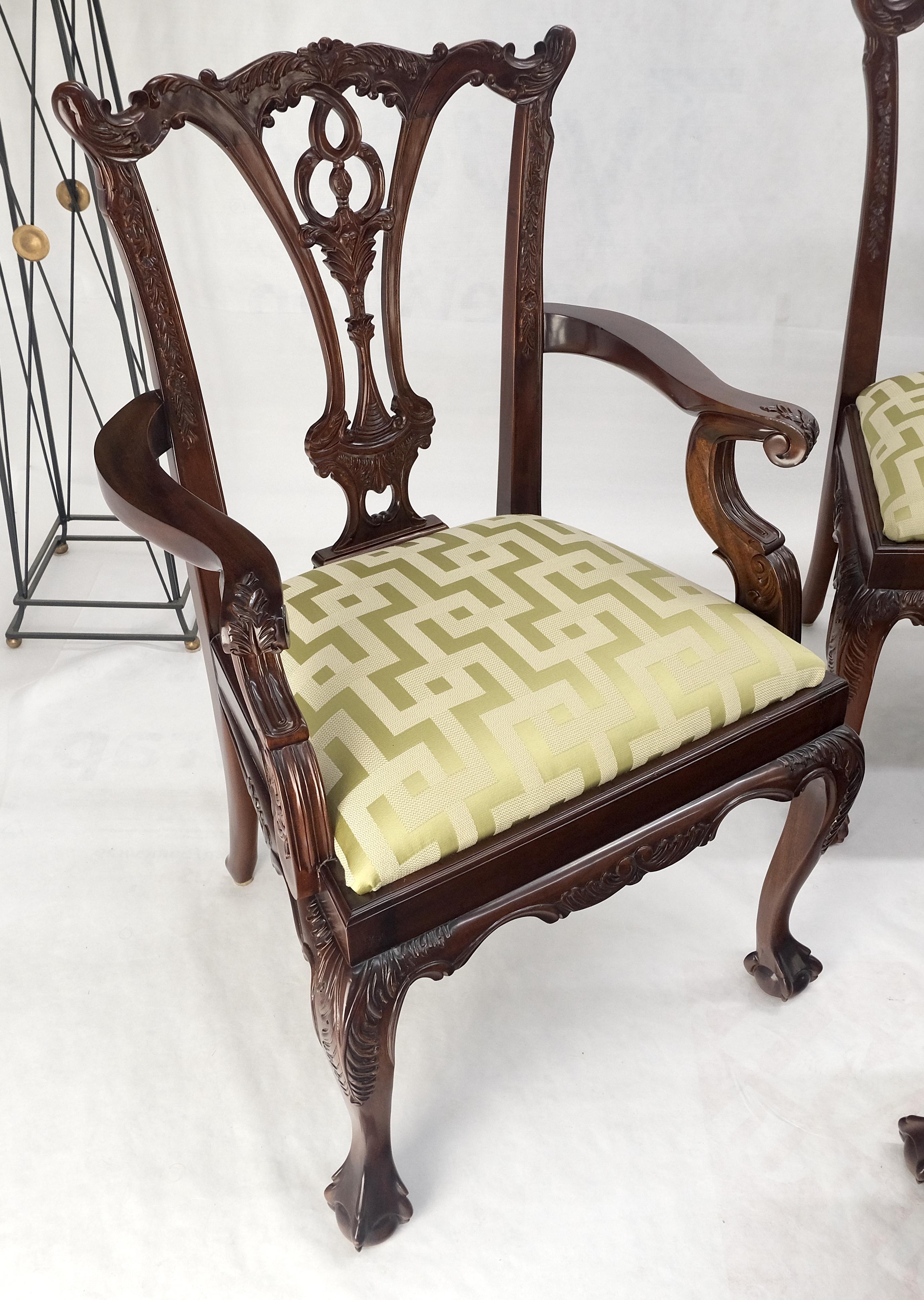 Mahogany Chippendale Rope Edge Two Leaves Ball & Claw Dining Table 8 Chairs MINT 1