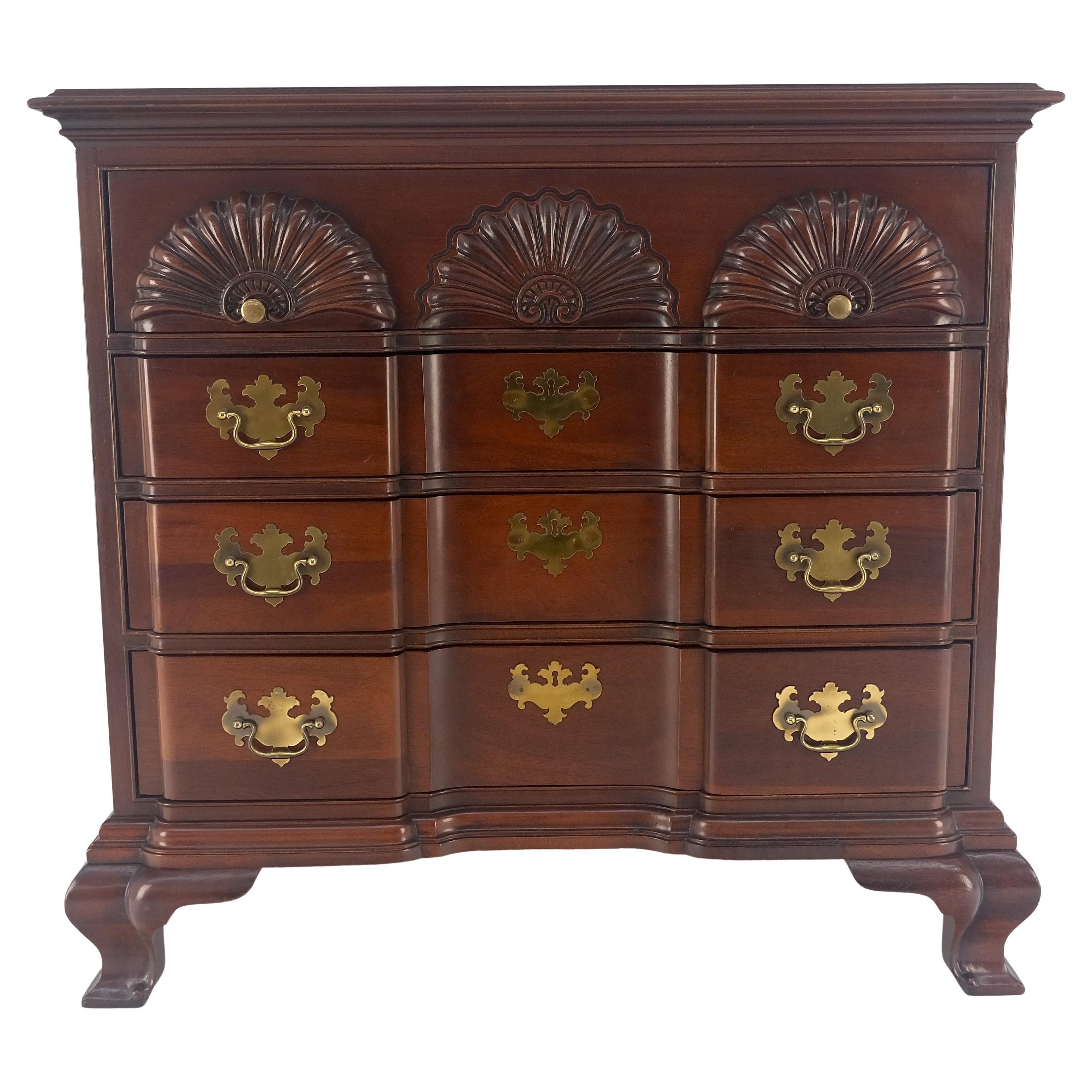 Mahogany Chippendale Style 4 Drawer Bracket Feet Bachelor Chest Dresser MINT For Sale