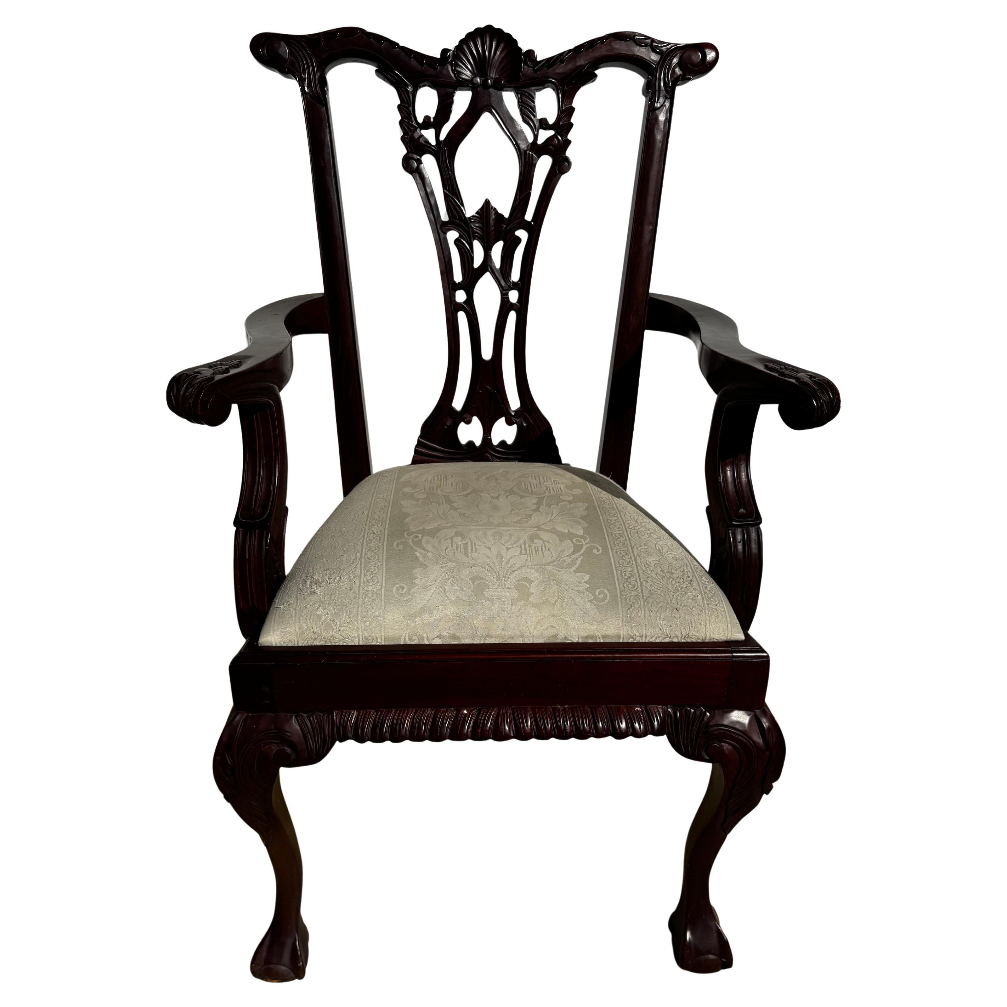 Mahogany Chippendale Style Ball and Claw Armchair