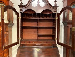 Mahogany Chippendale Style Block Front Secretary Desk with Bookcase Top