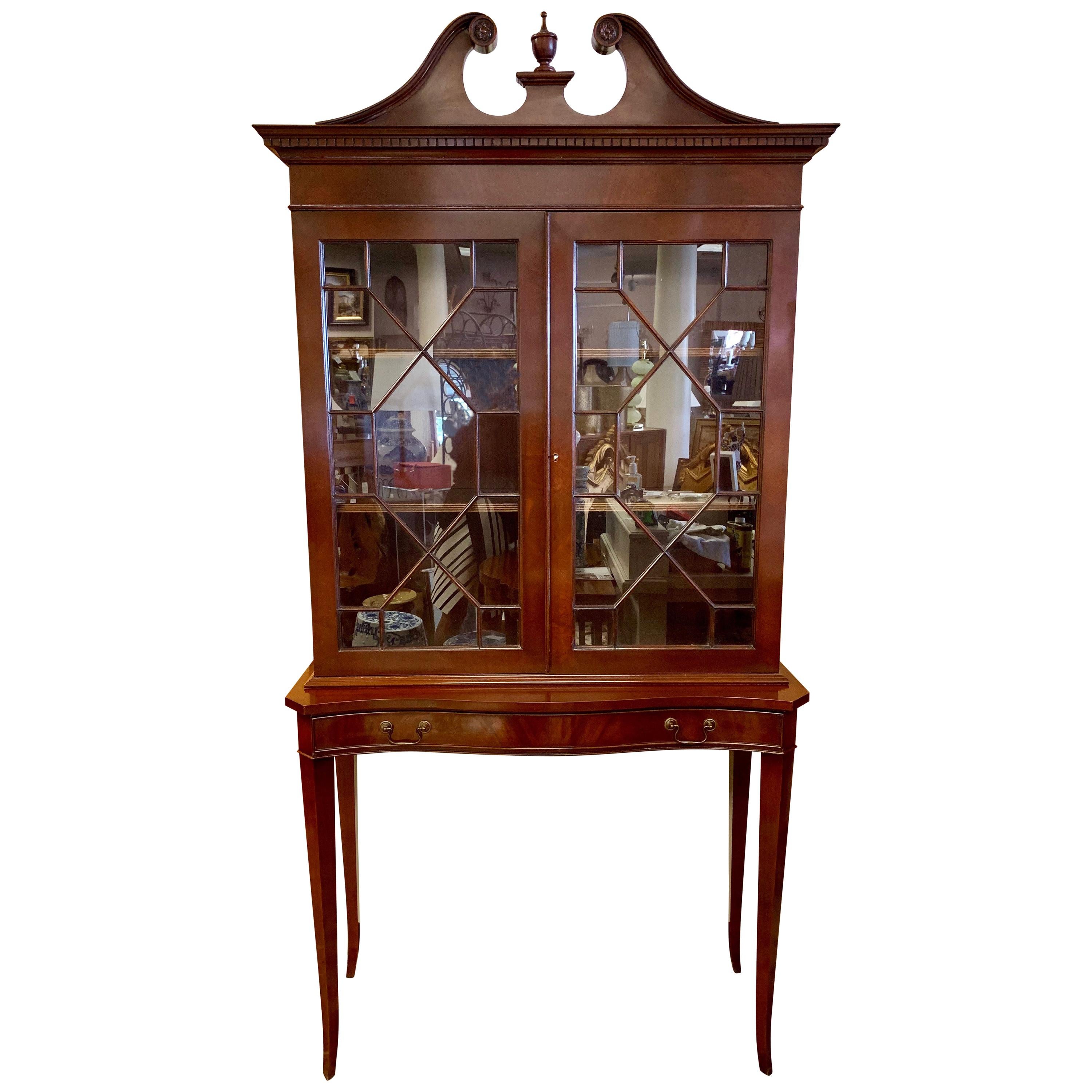 Mahogany Chippendale Style Display Case Bookcase