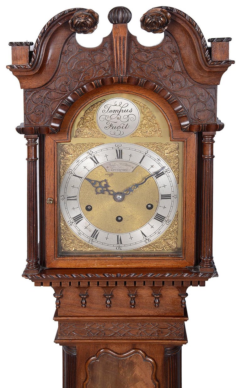 Mahogany Chippendale Style Grandmother Clock For Sale at 1stDibs