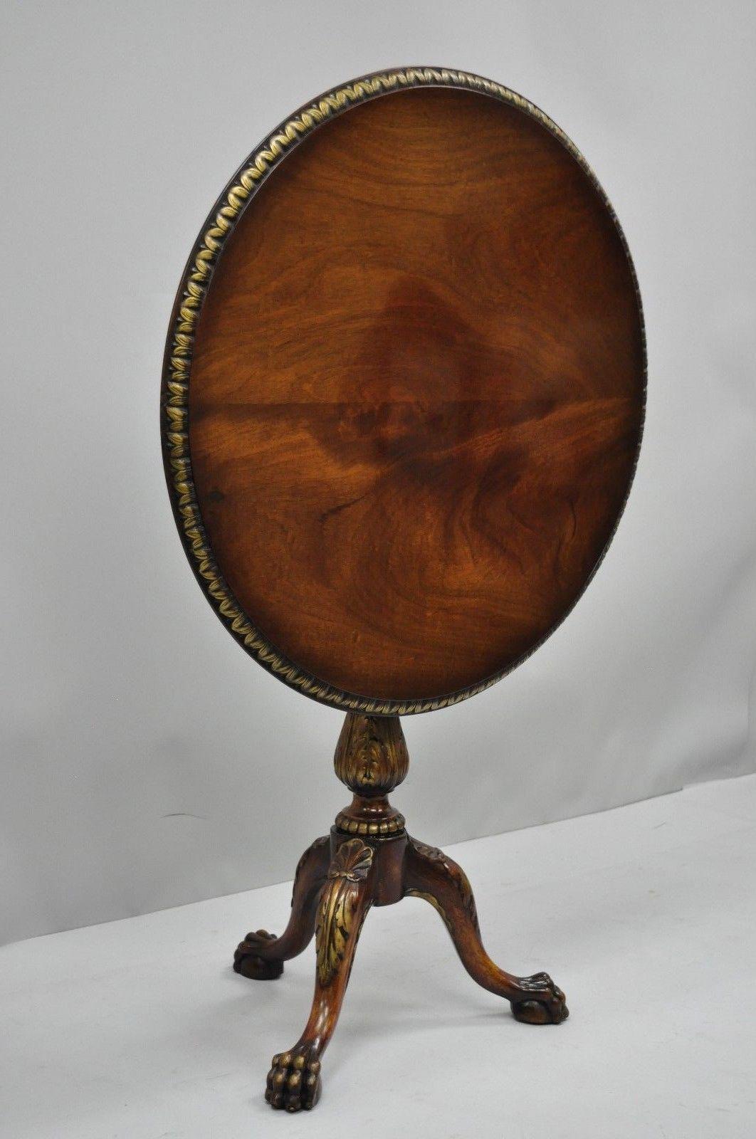 Mahogany Chippendale Style Pie Crust Tilt-Top Tea Table Ball and Claw Feet For Sale 2