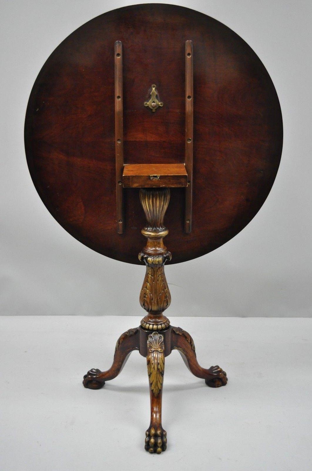 Mahogany Chippendale Style Pie Crust Tilt-Top Tea Table Ball and Claw Feet For Sale 4