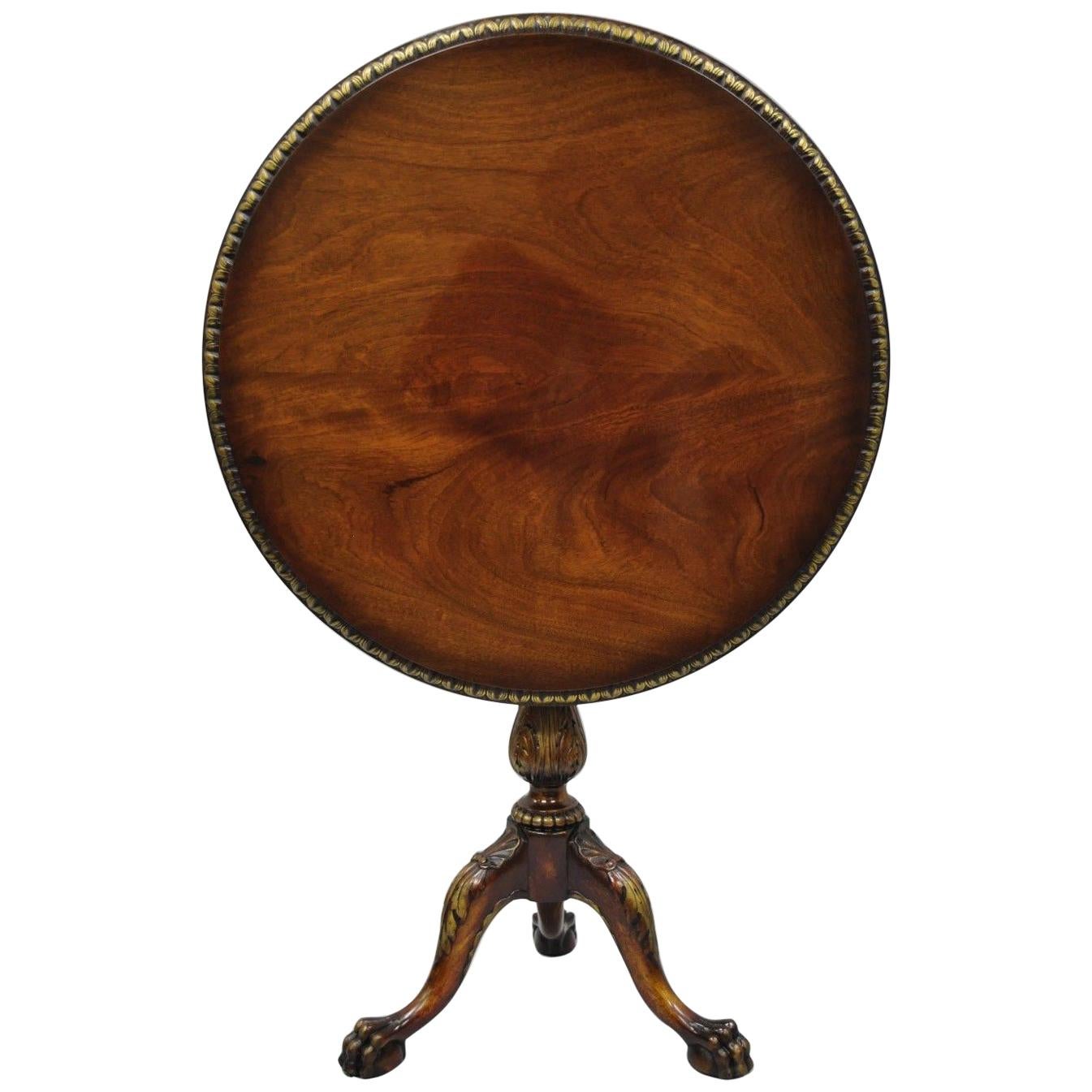 Mahogany Chippendale Style Pie Crust Tilt-Top Tea Table Ball and Claw Feet For Sale