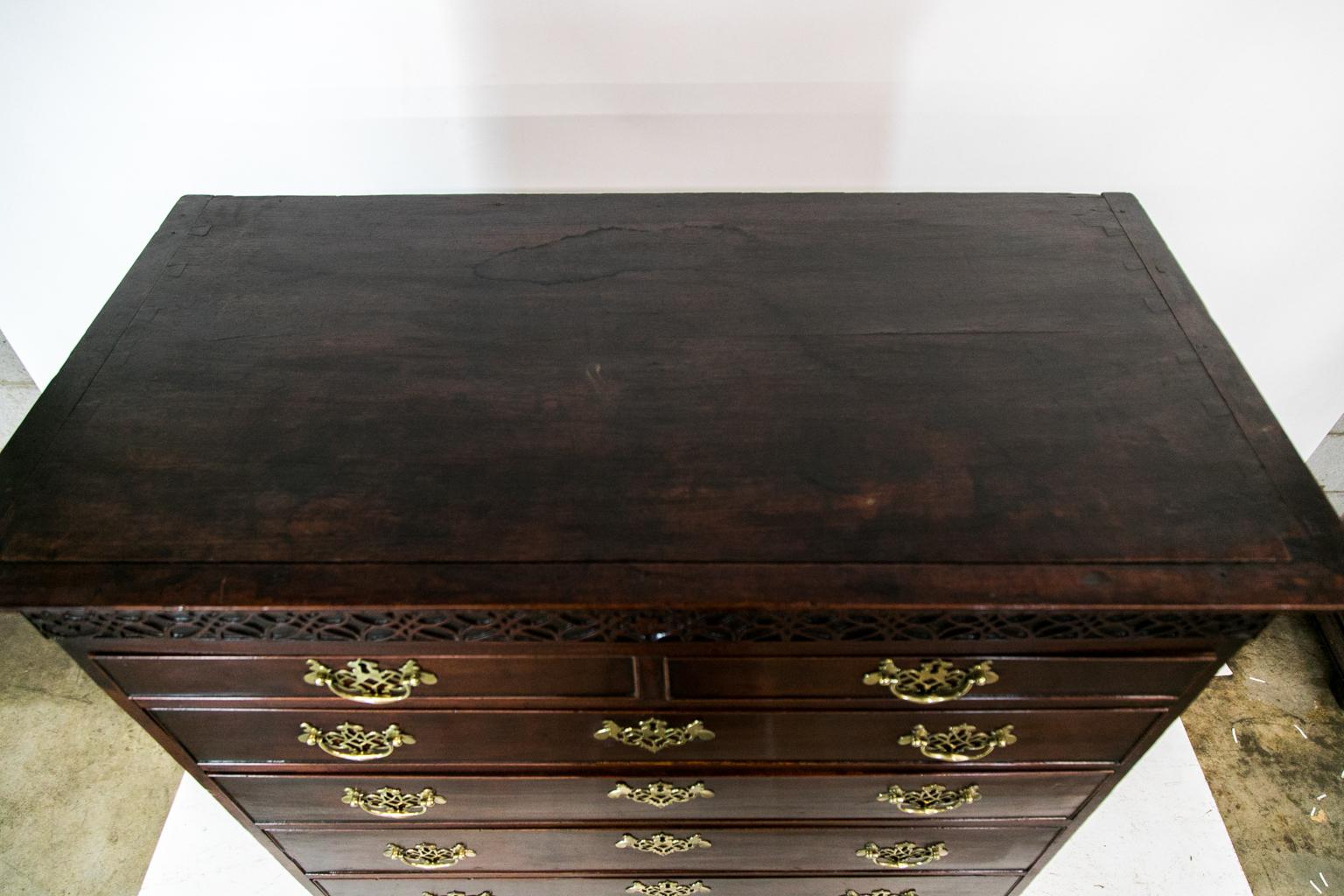 English Mahogany Chippendale Tall Chest For Sale