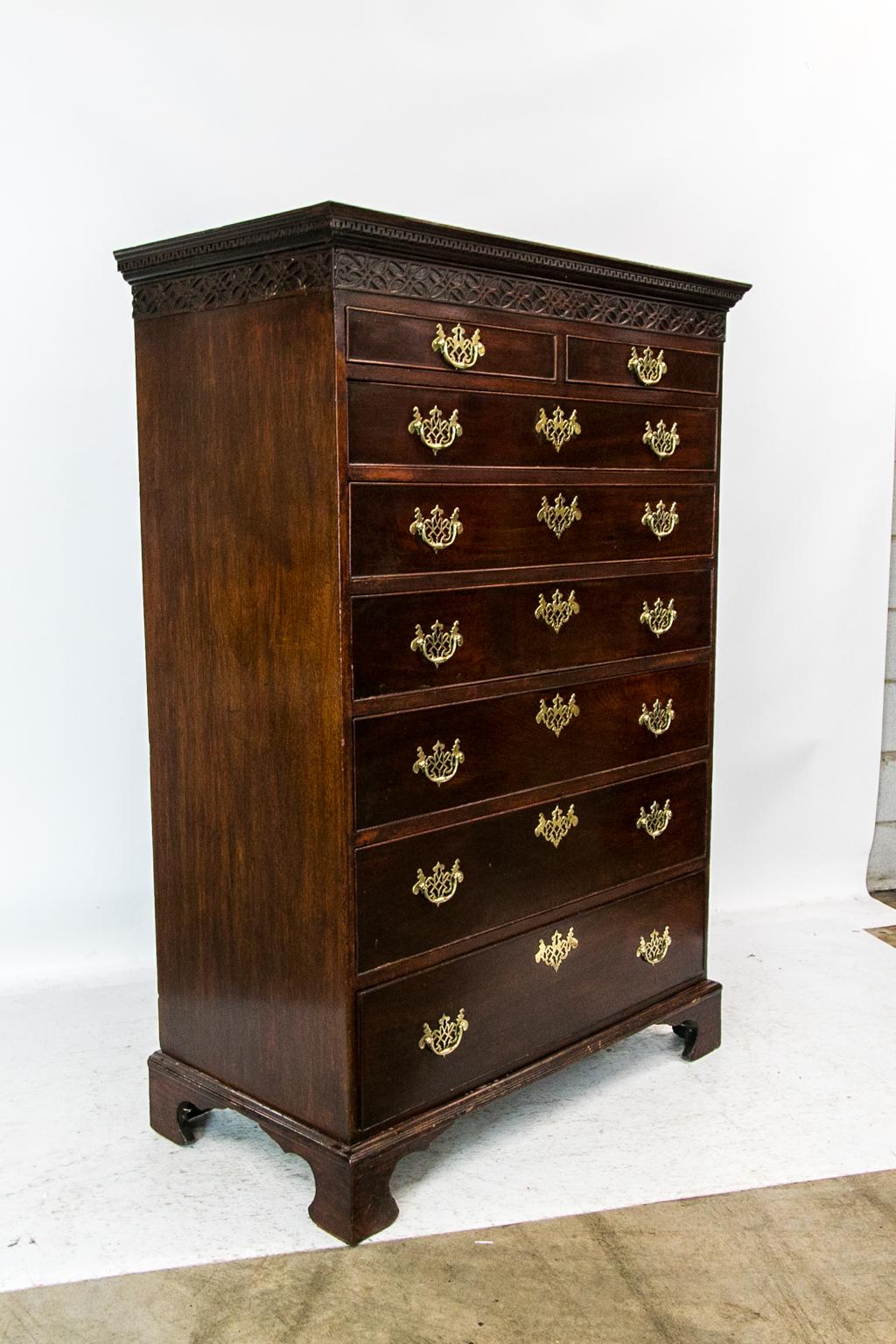 Late 18th Century Mahogany Chippendale Tall Chest For Sale