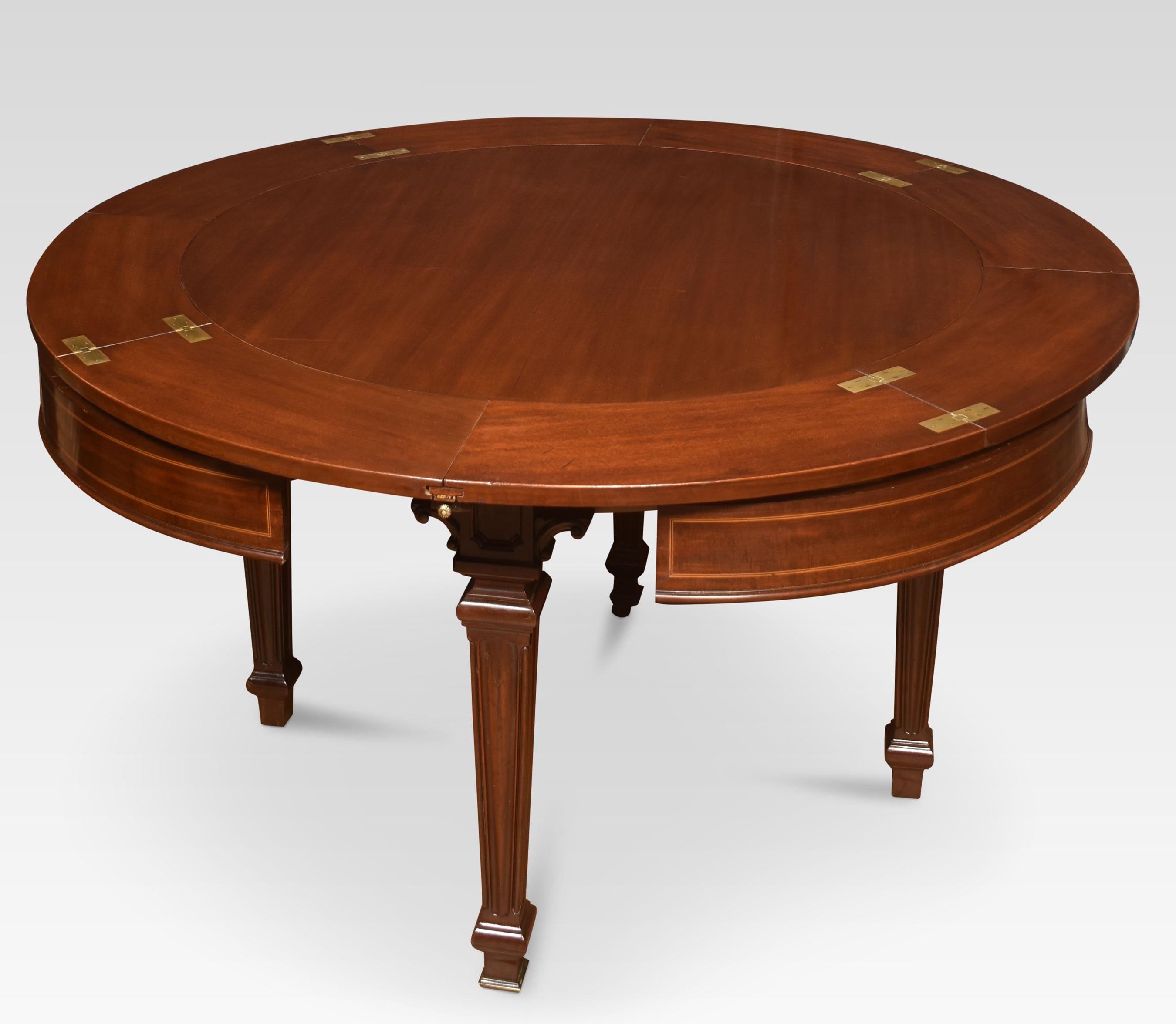 Wood Mahogany circular extending ships dining table For Sale