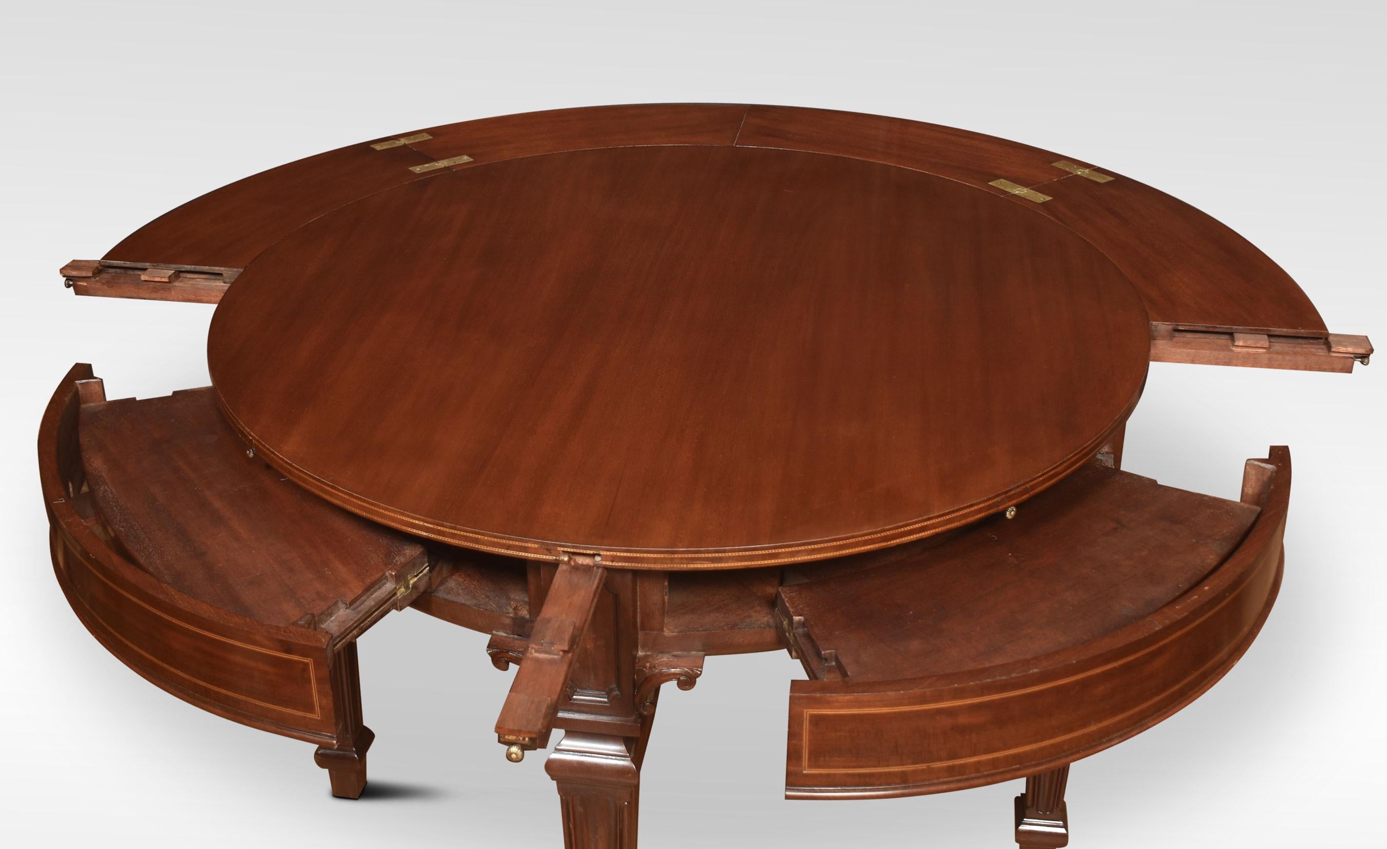 Mahogany circular extending ships dining table For Sale 1