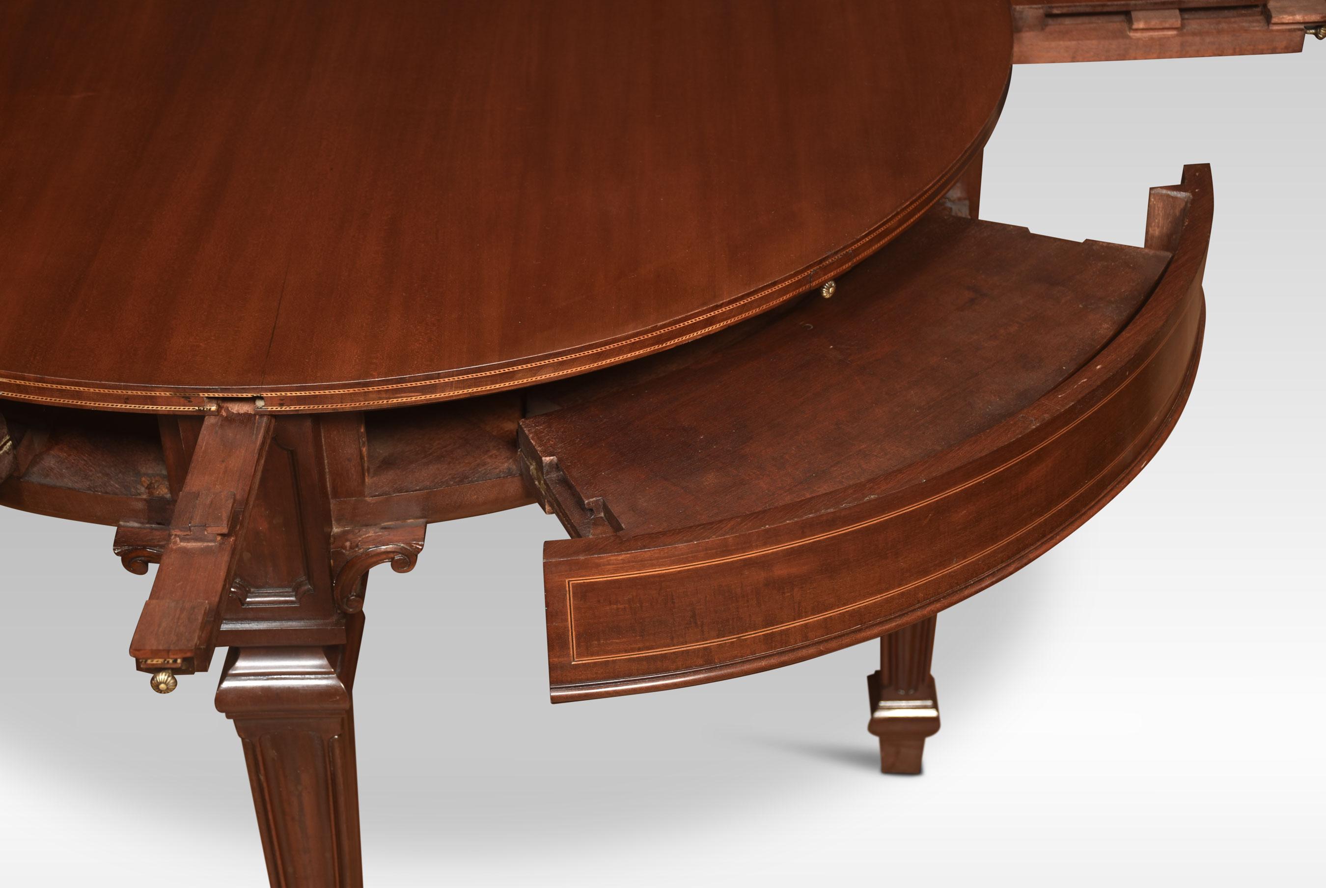 Mahogany circular extending ships dining table For Sale 2