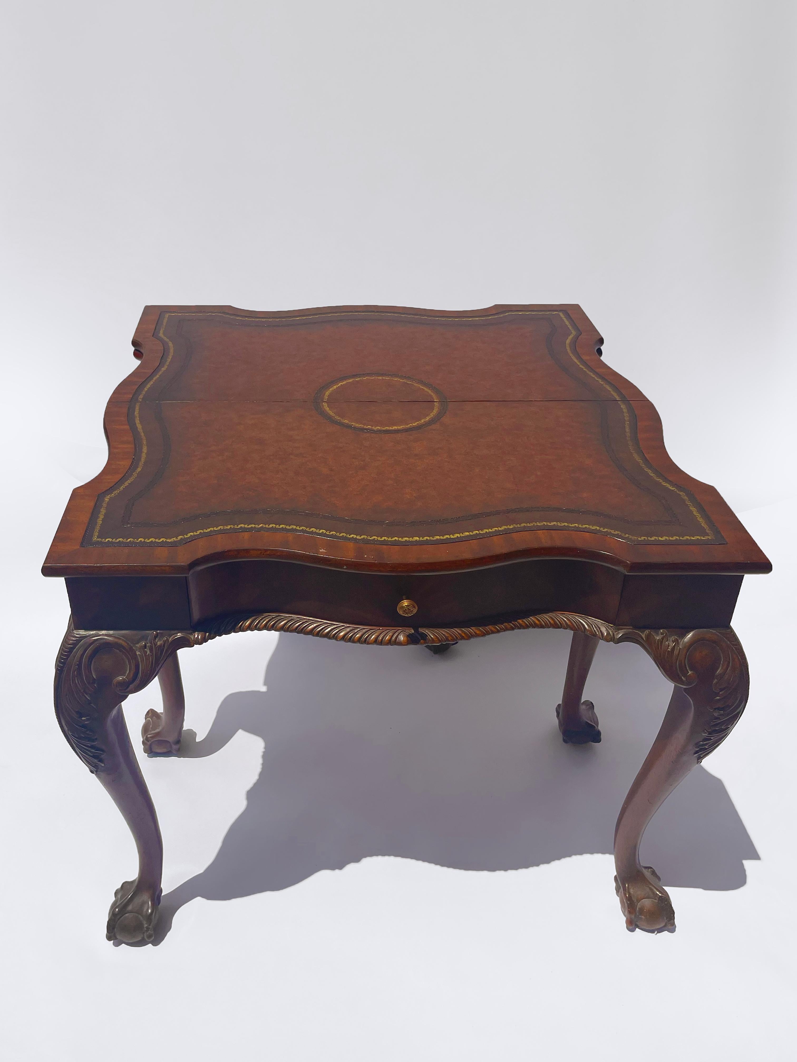 20th Century Mahogany Claw Foot Conversion Game Table by Maitland Smith For Sale
