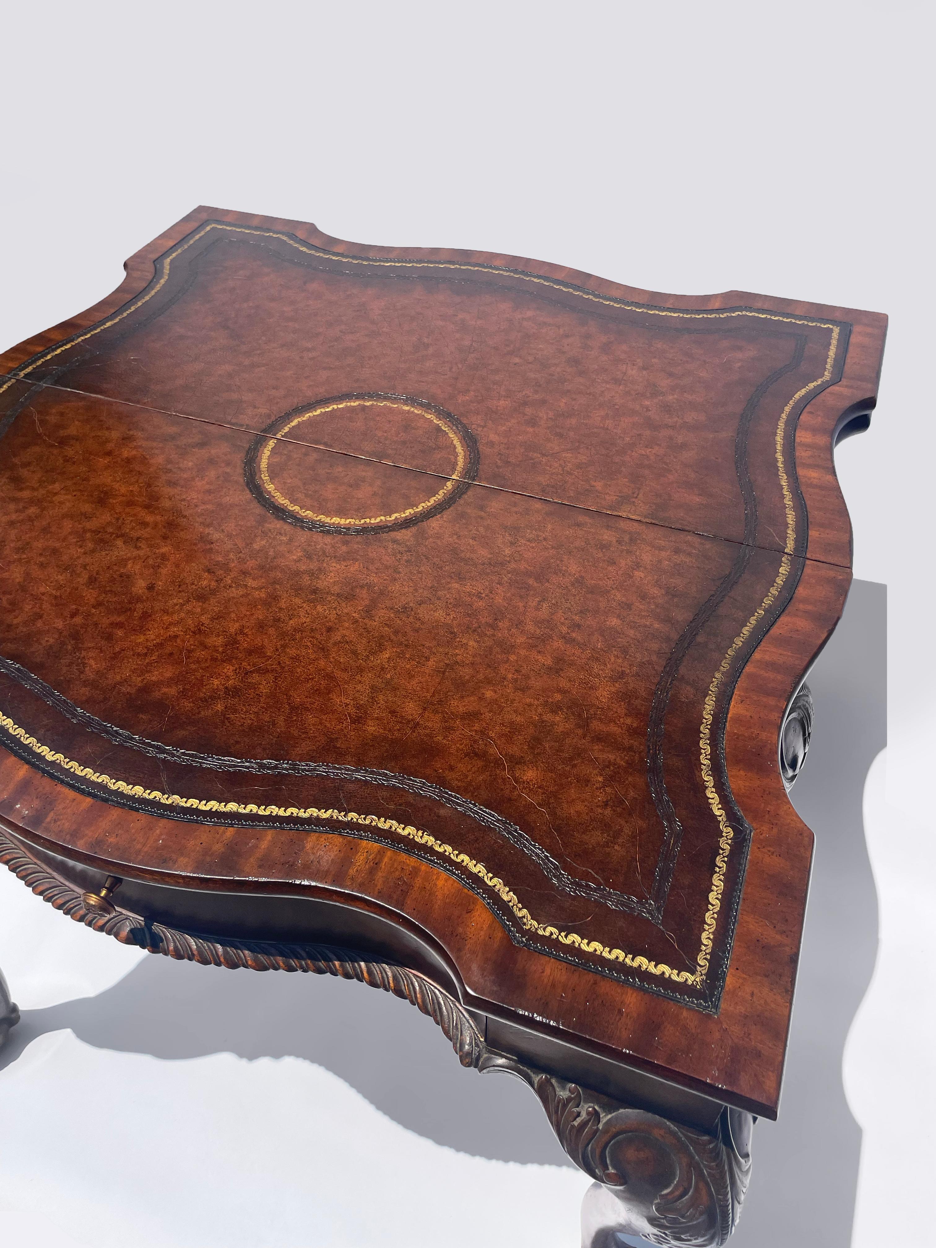 Mahogany Claw Foot Conversion Game Table by Maitland Smith For Sale 1