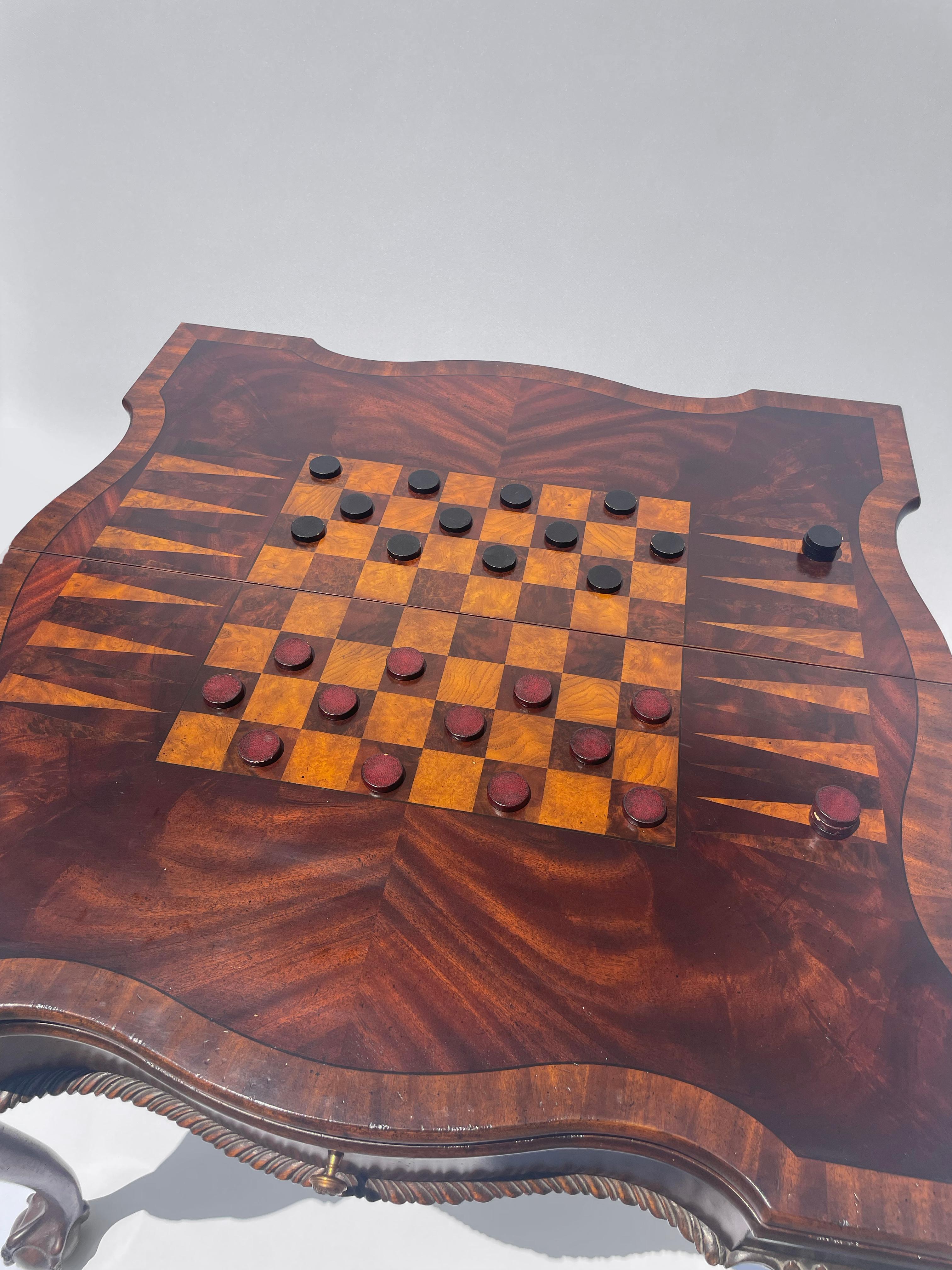 Mahogany Claw Foot Conversion Game Table by Maitland Smith For Sale 3