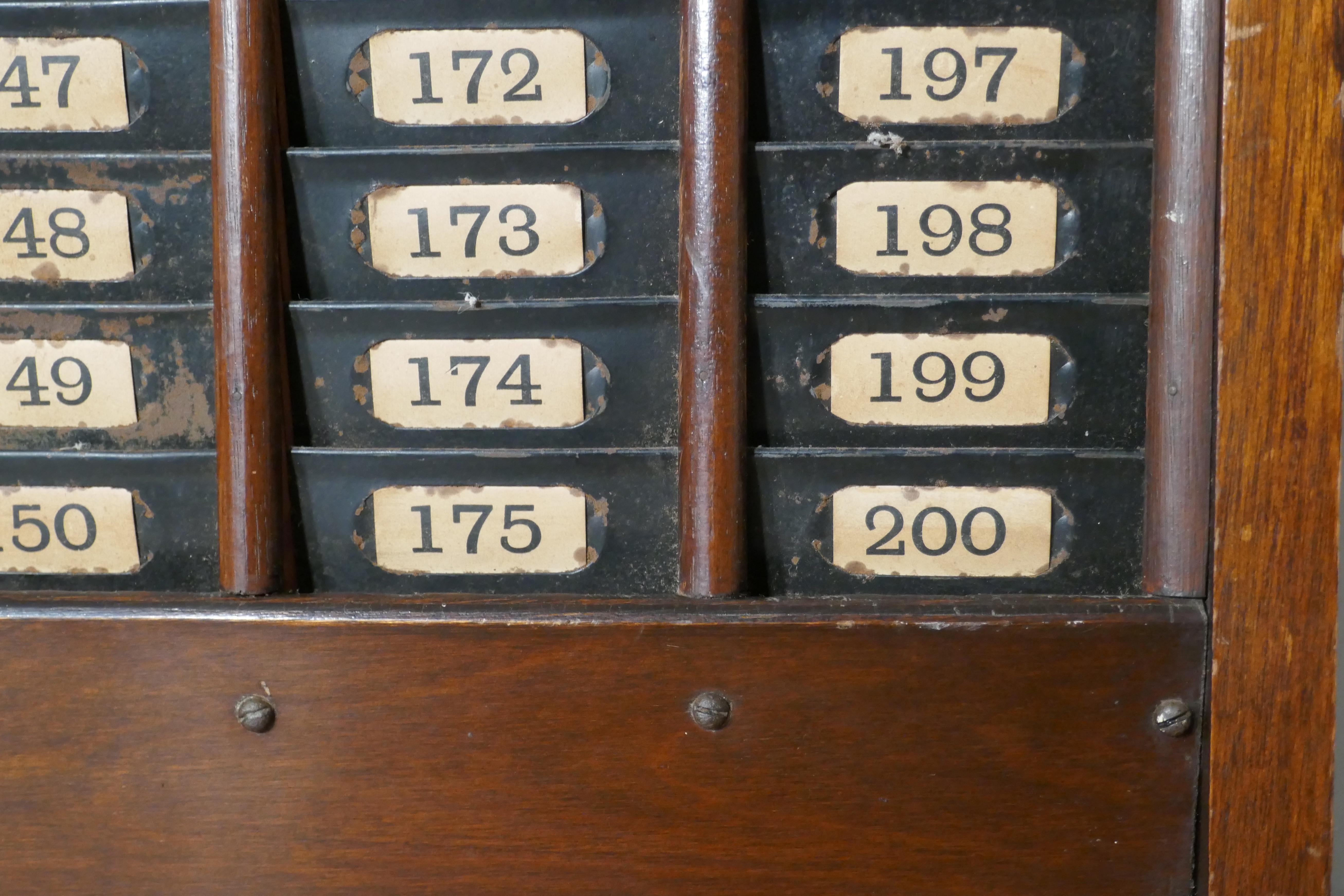 20th Century Mahogany Clocking in Time Card Rack