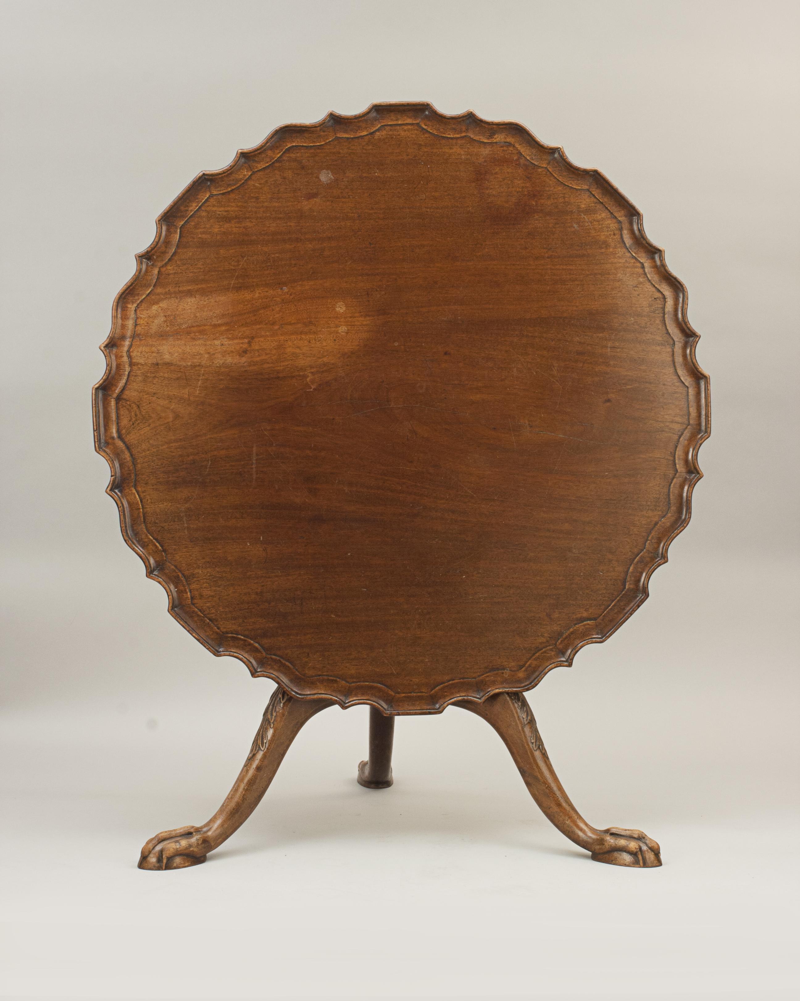 Mahogany Coffee, Pie Crust Tripod Table with Tilt-Top Action 1