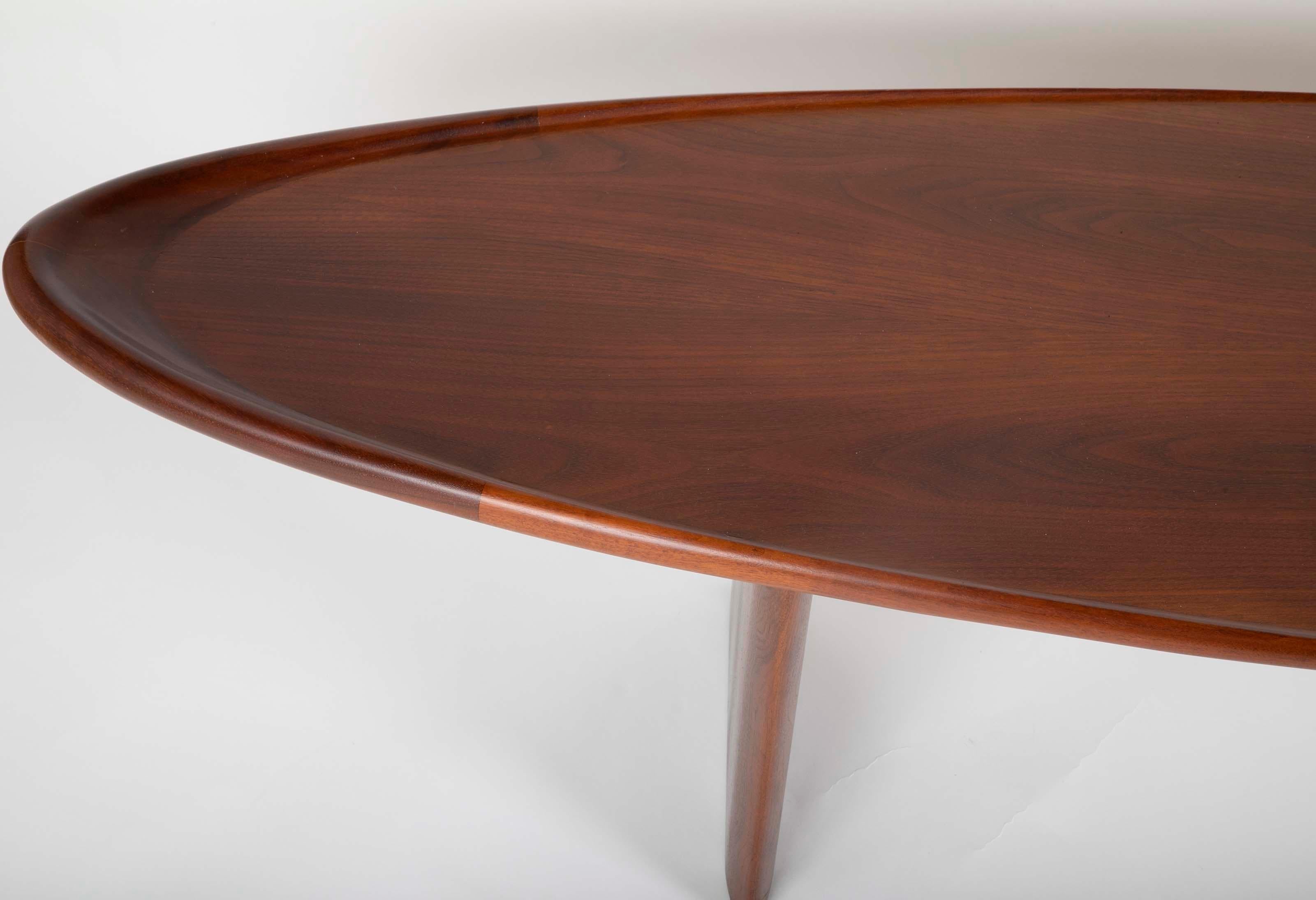 Walnut Coffee Table Designed by T.H. Robsjohn-Gibbings for Widdicomb For Sale 3