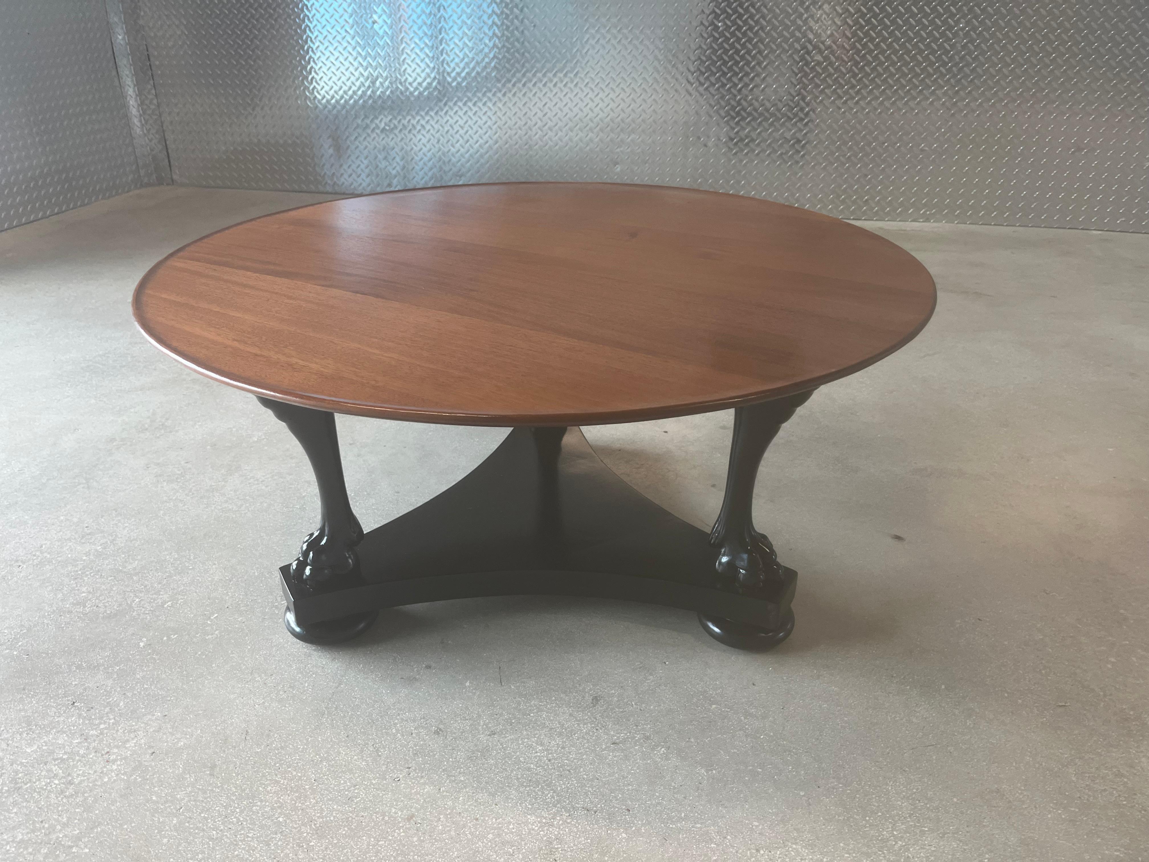 Mid-20th Century Mahogany Coffee Table, Lion's Paws, Black For Sale
