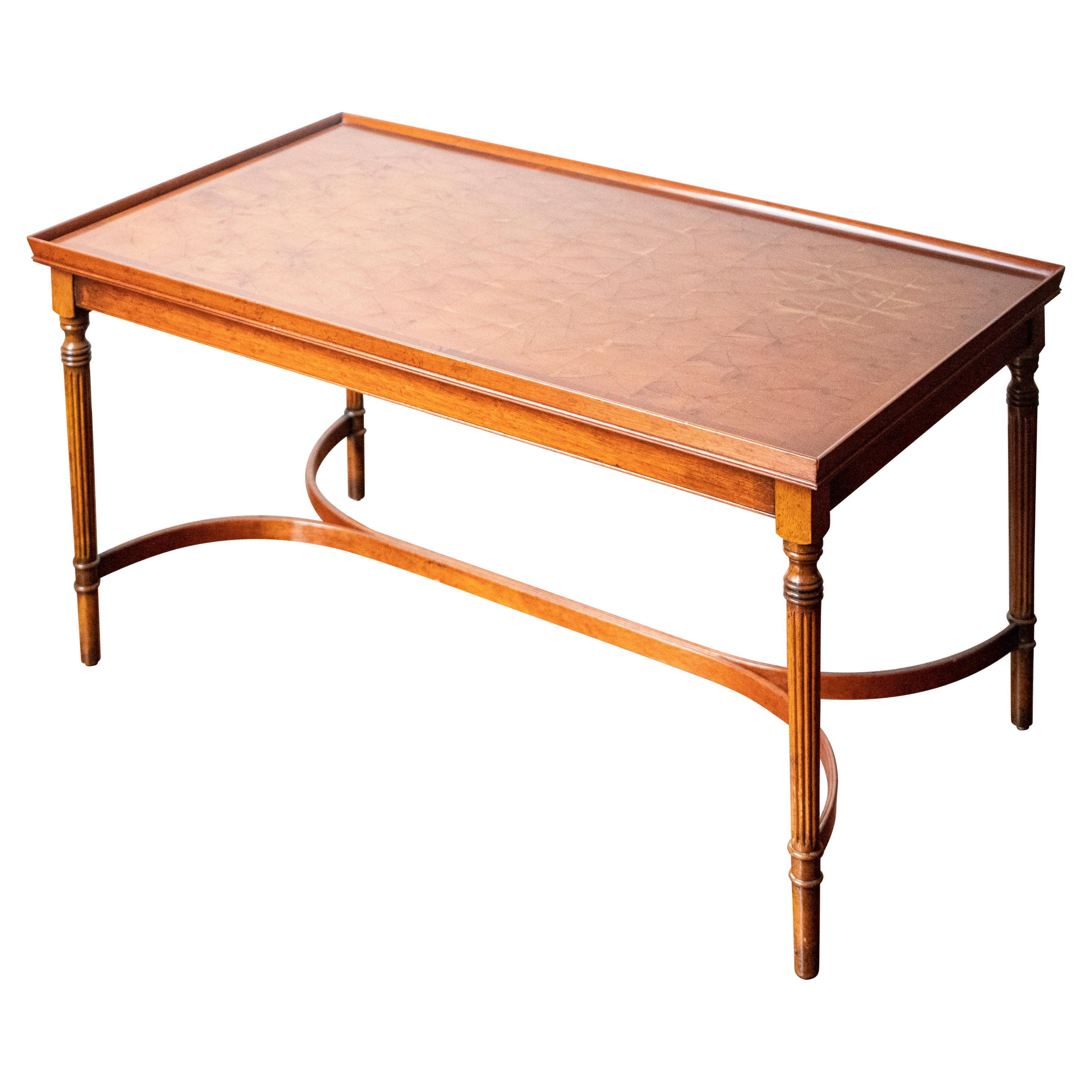 Mahogany Coffee Table with Fluted Legs