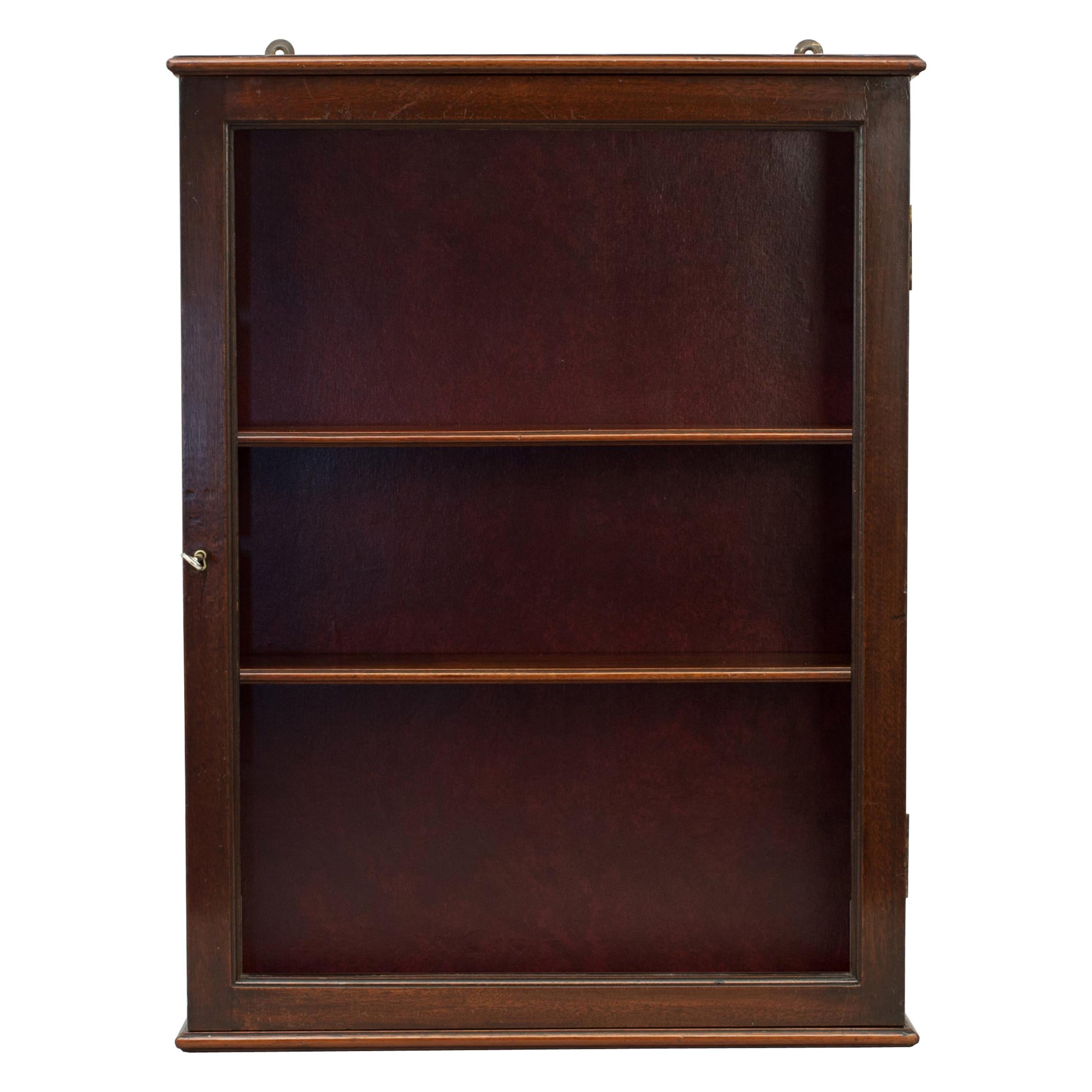 Mahogany Collectors Wall Cabinet with Glass Door