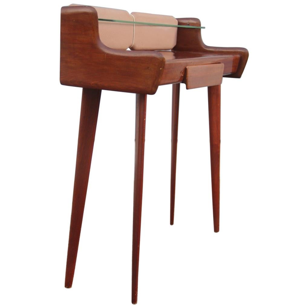 Mahogany Console Italian Design Mid-Century Modern Geometric Shape, 1950s