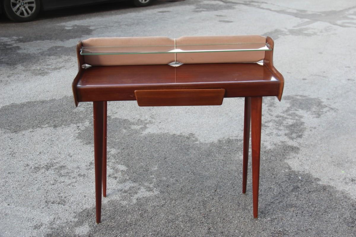 Minimal mahogany console Italian design Mid-Century Modern geometric shape, 1950s.