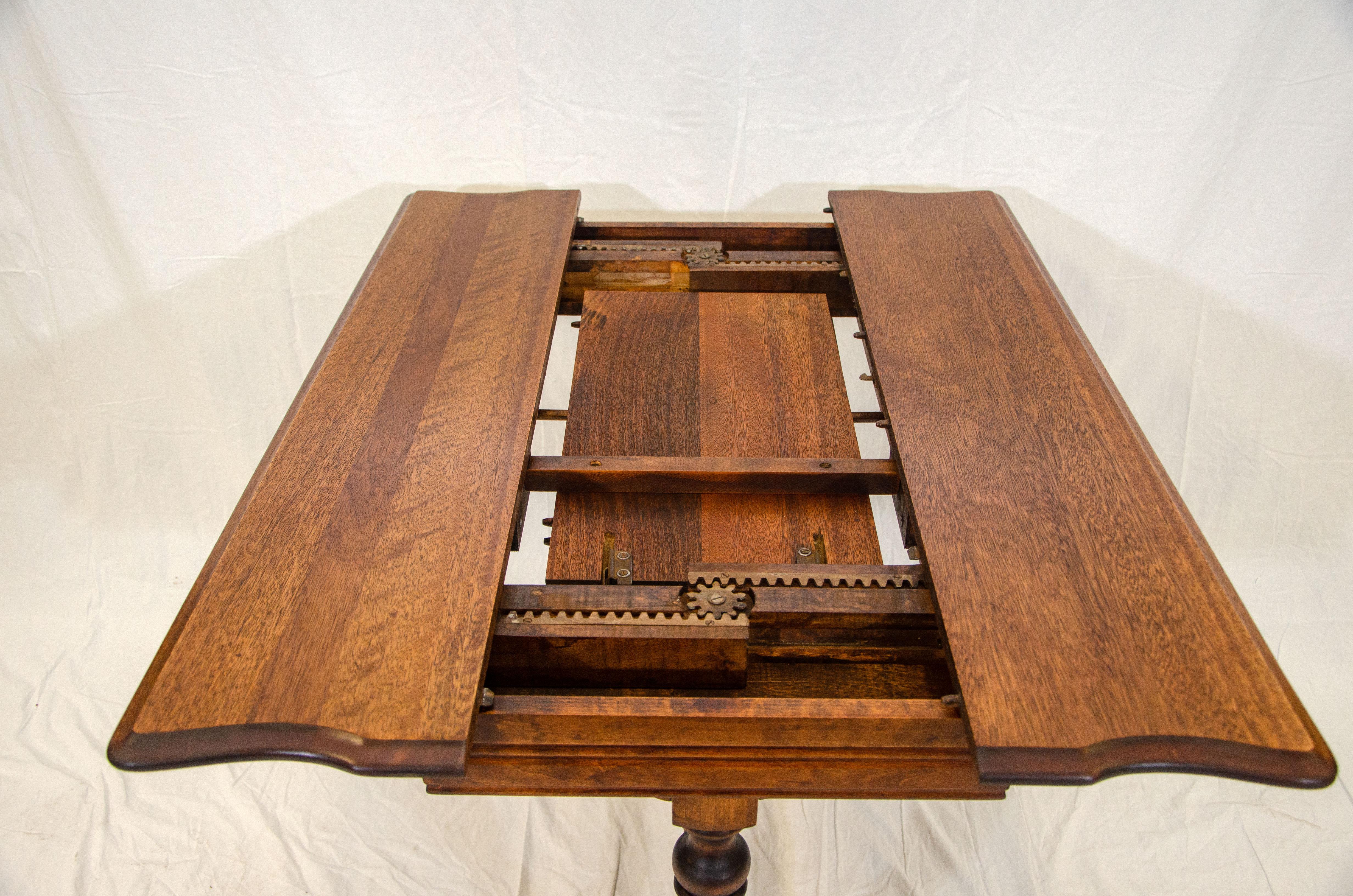 Mahogany Console Table / Breakfast Table, Hidden Butterfly Leaf For Sale 8