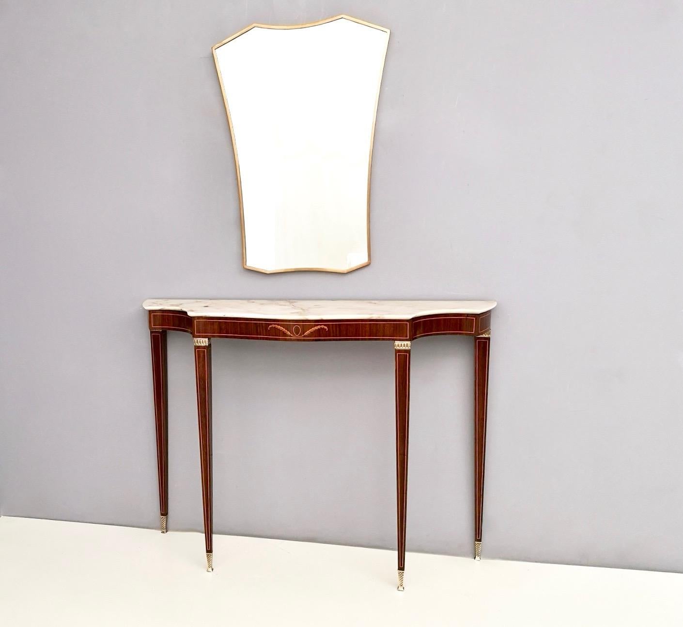 Mid-Century Modern Wooden Console Table by Paolo Buffa with a Portuguese Pink Marble Top, 1950s
