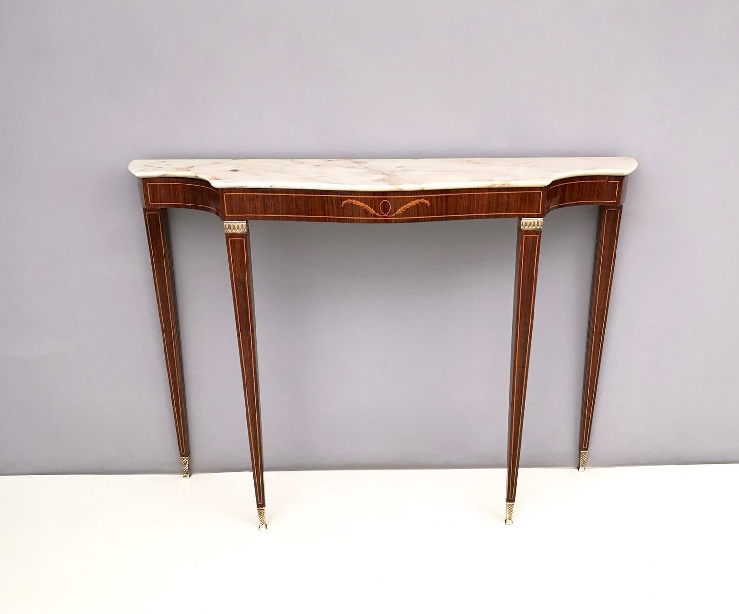 Wooden Console Table by Paolo Buffa with a Portuguese Pink Marble Top, 1950s In Good Condition In Bresso, Lombardy