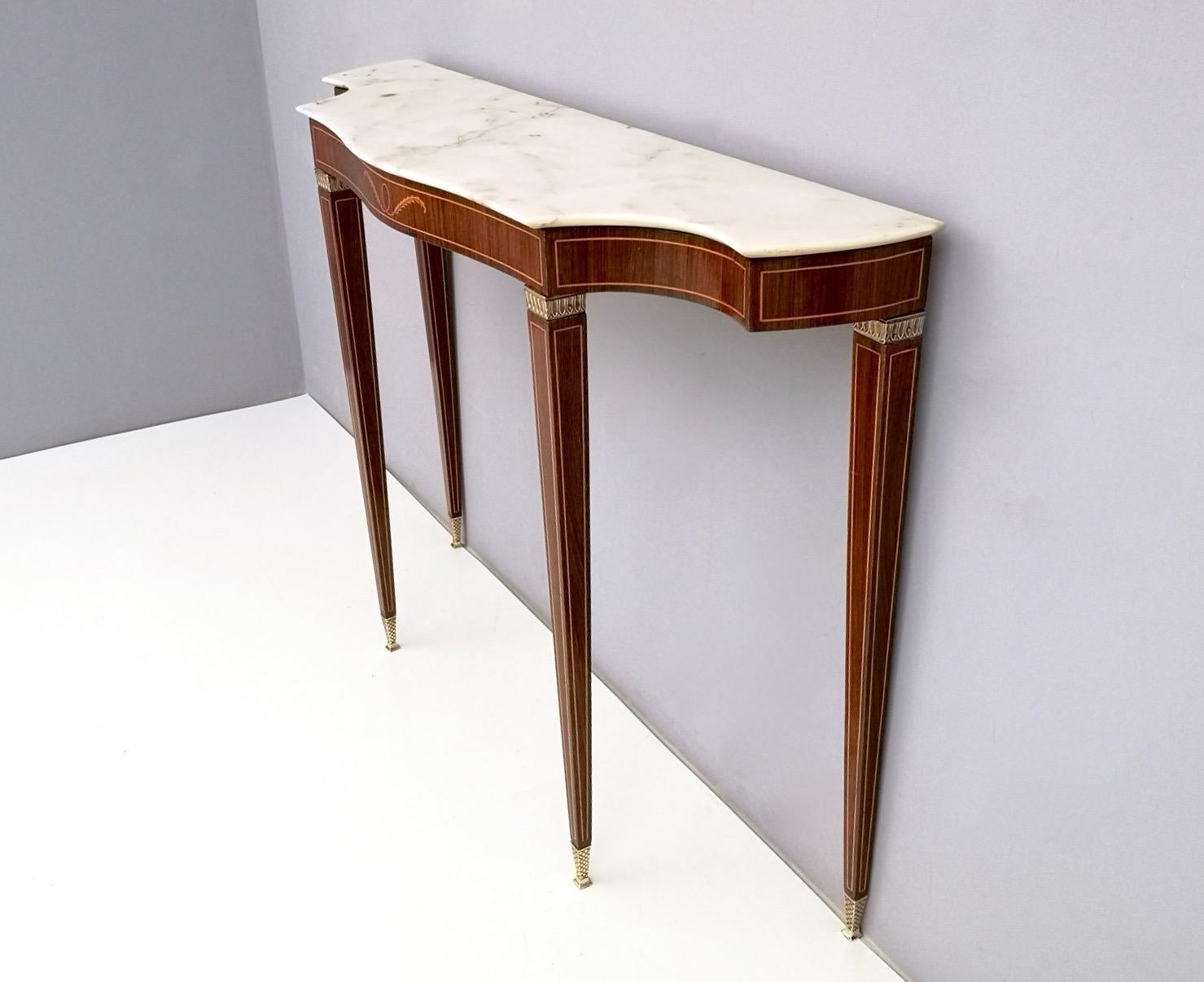 Mid-20th Century Wooden Console Table by Paolo Buffa with a Portuguese Pink Marble Top, 1950s