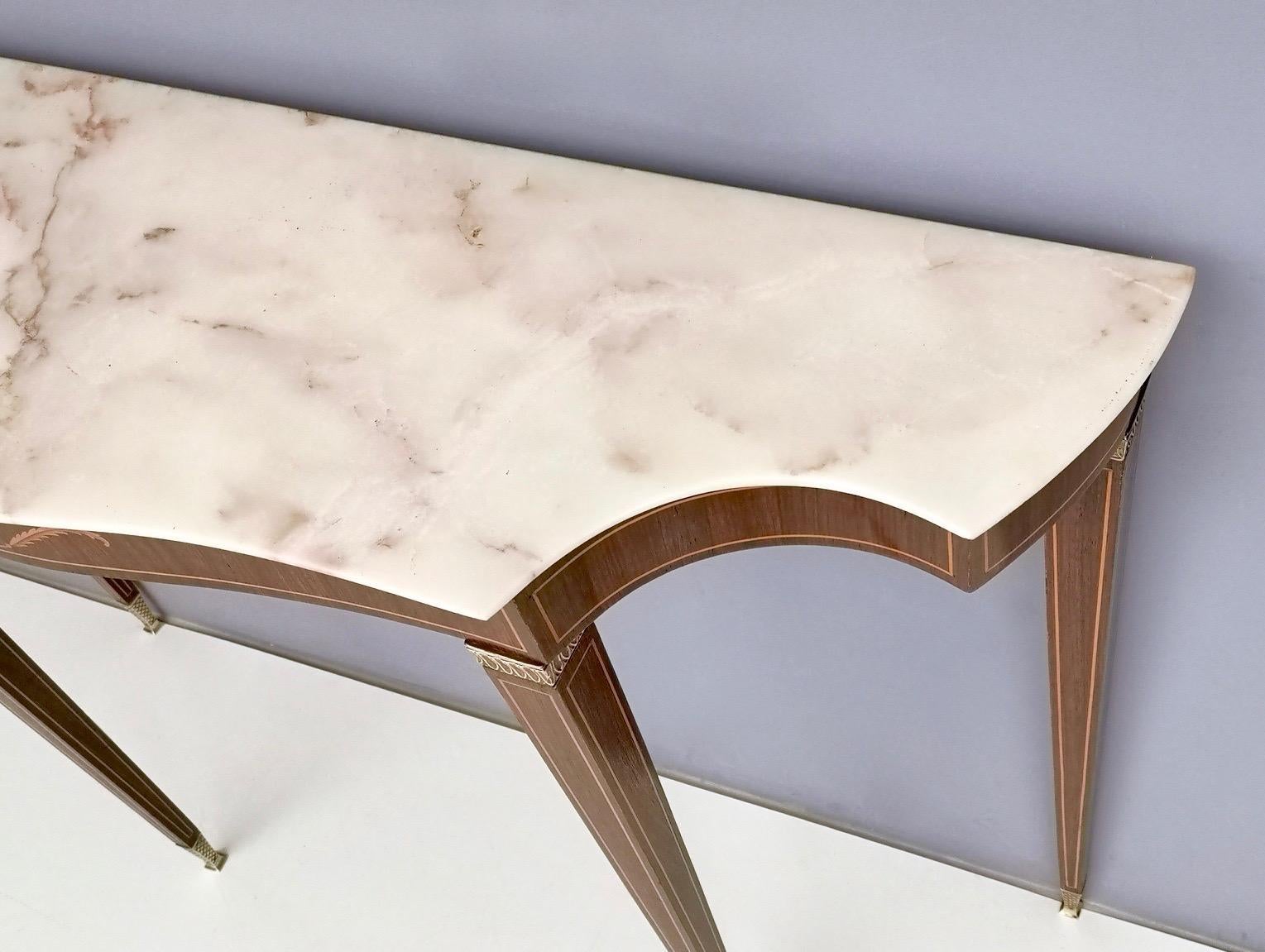 Wooden Console Table by Paolo Buffa with a Portuguese Pink Marble Top, 1950s 2