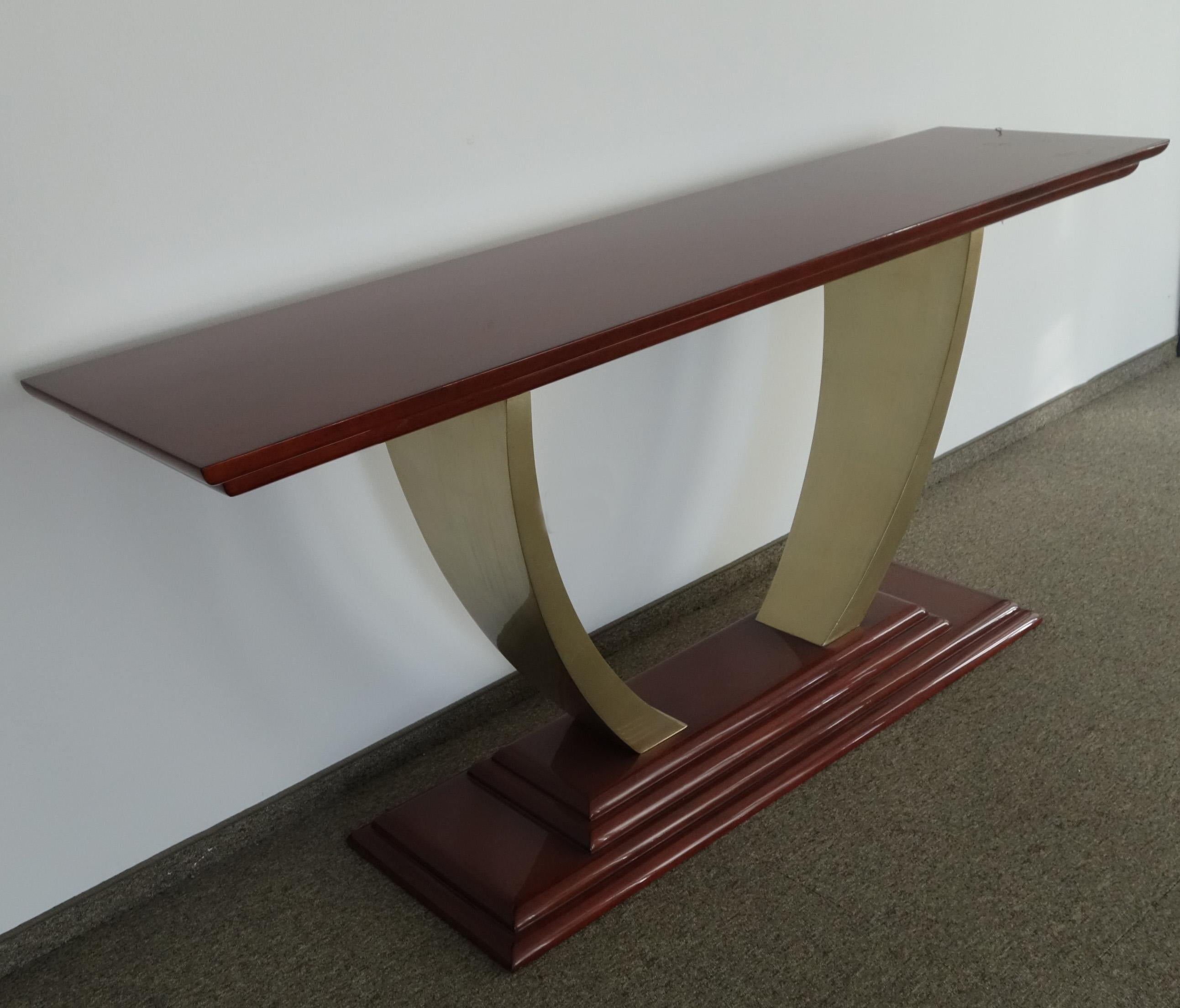 Silver Leaf Mahogany Console Table For Sale