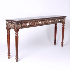 Mahogany Console Table with Bone Inlay