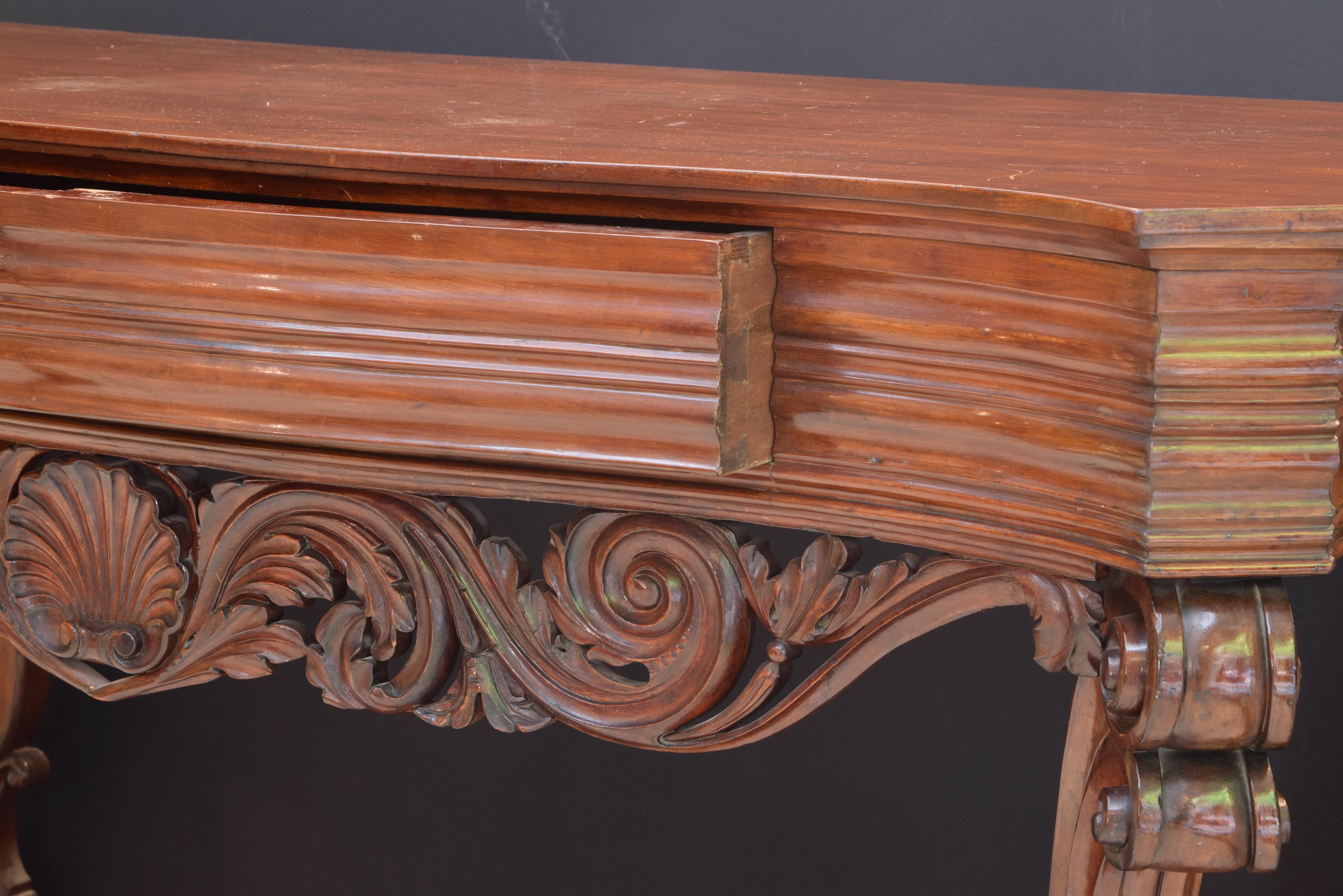 mahogany console table with drawers