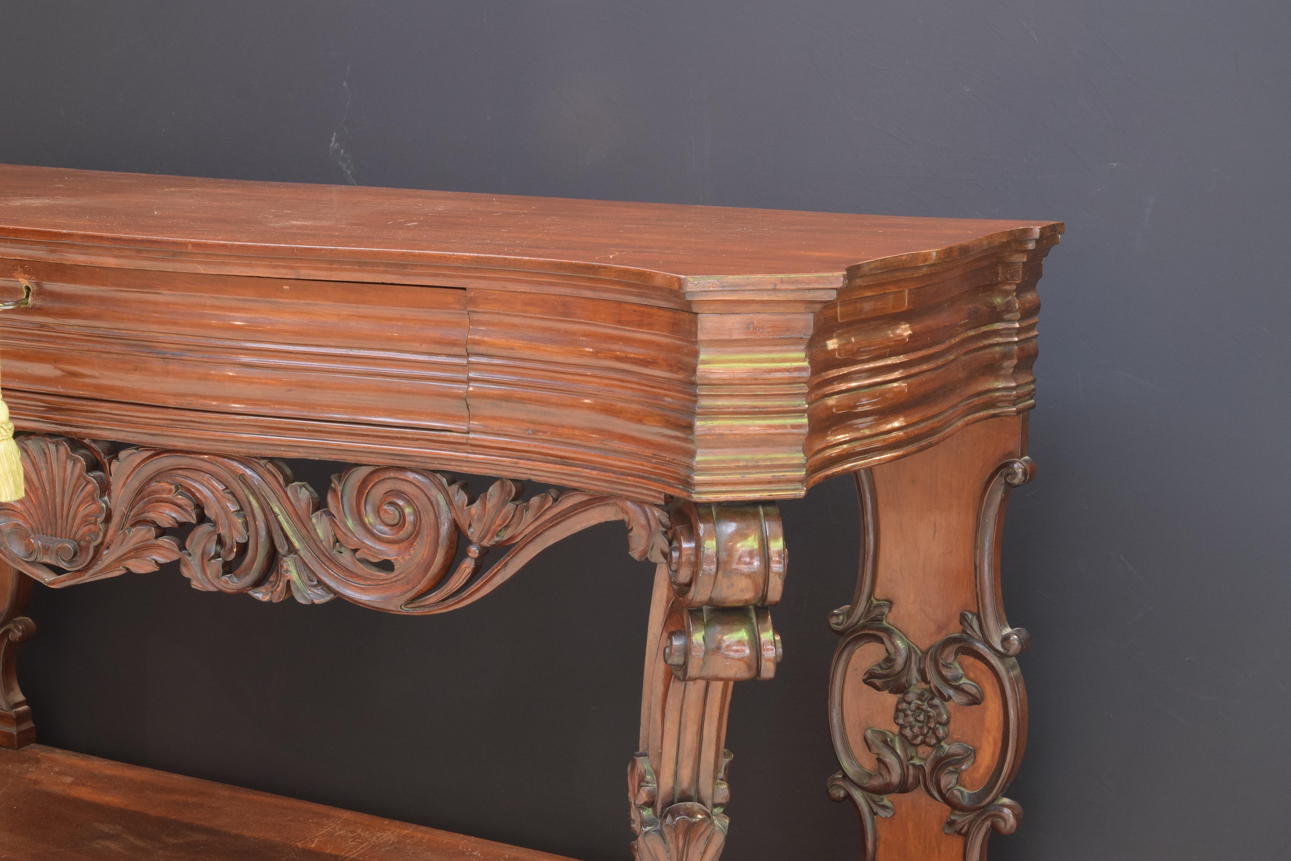 Neoclassical Mahogany Console Table with Drawer, England, 19th Century