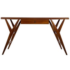 Mahogany Console Table with Glass Top, circa 1950