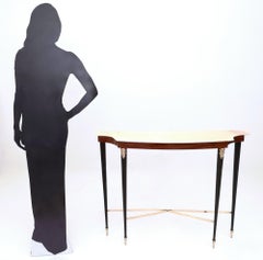 Mahogany Console Table with Portuguese Pink Marble Top, Italy, 1950s