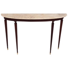 Console Table with Demilune Onyx Top Ascribable to Paolo Buffa, Italy, 1950s