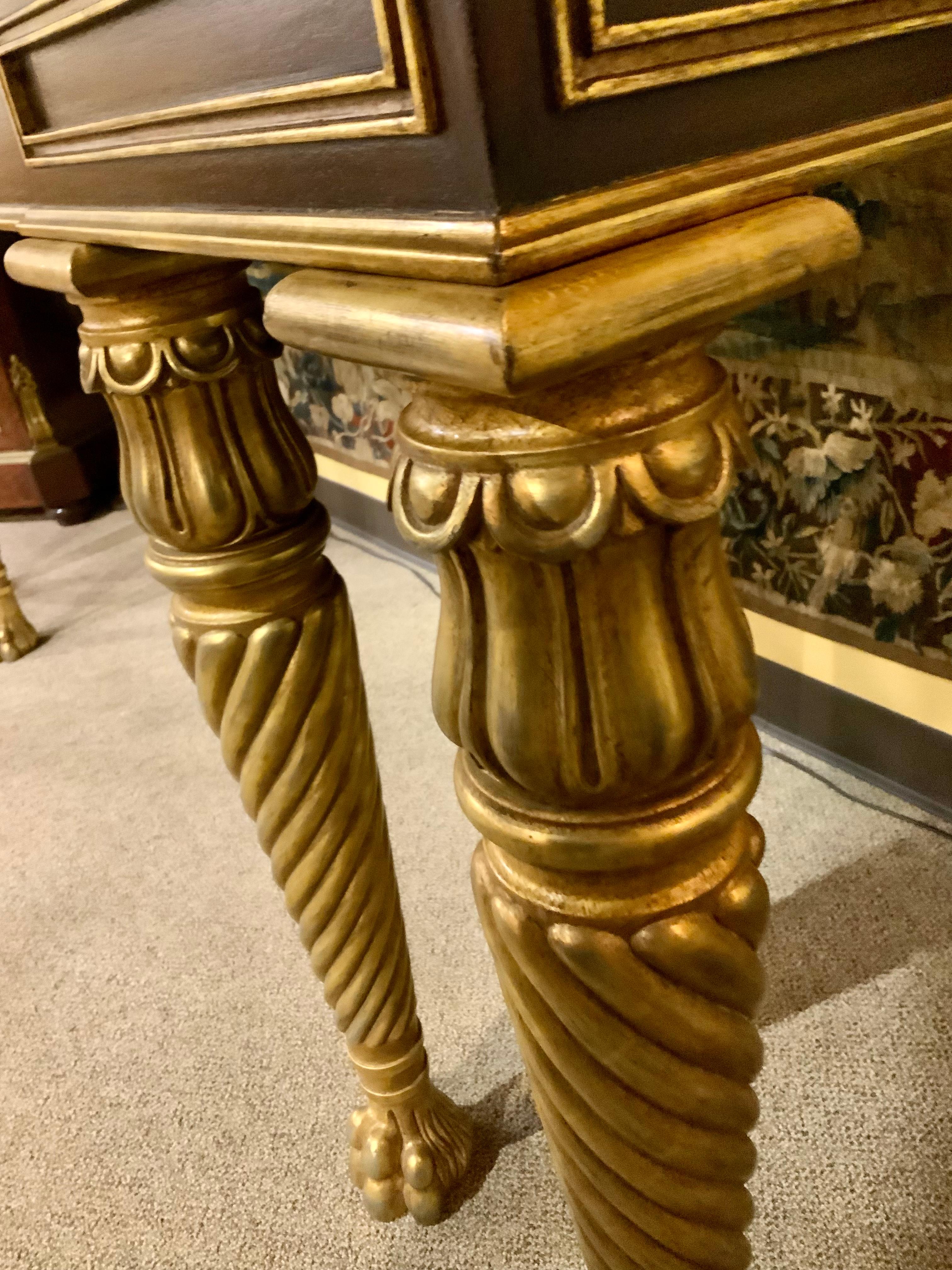 Baltic Mahogany Console with Gilt Carved Legs and Designs in Neoclassical Taste For Sale