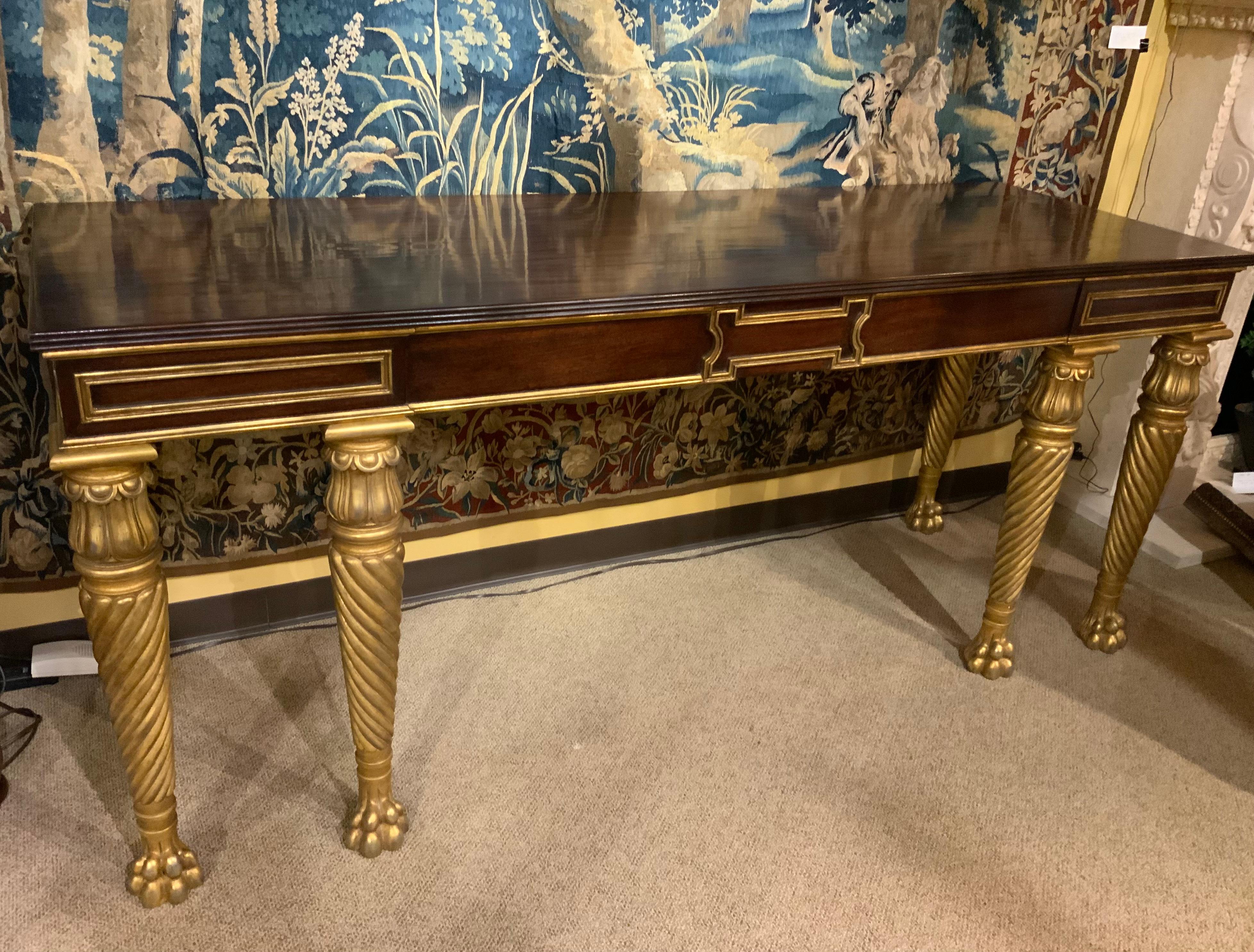 Mahogany Console with Gilt Carved Legs and Designs in Neoclassical Taste For Sale 2