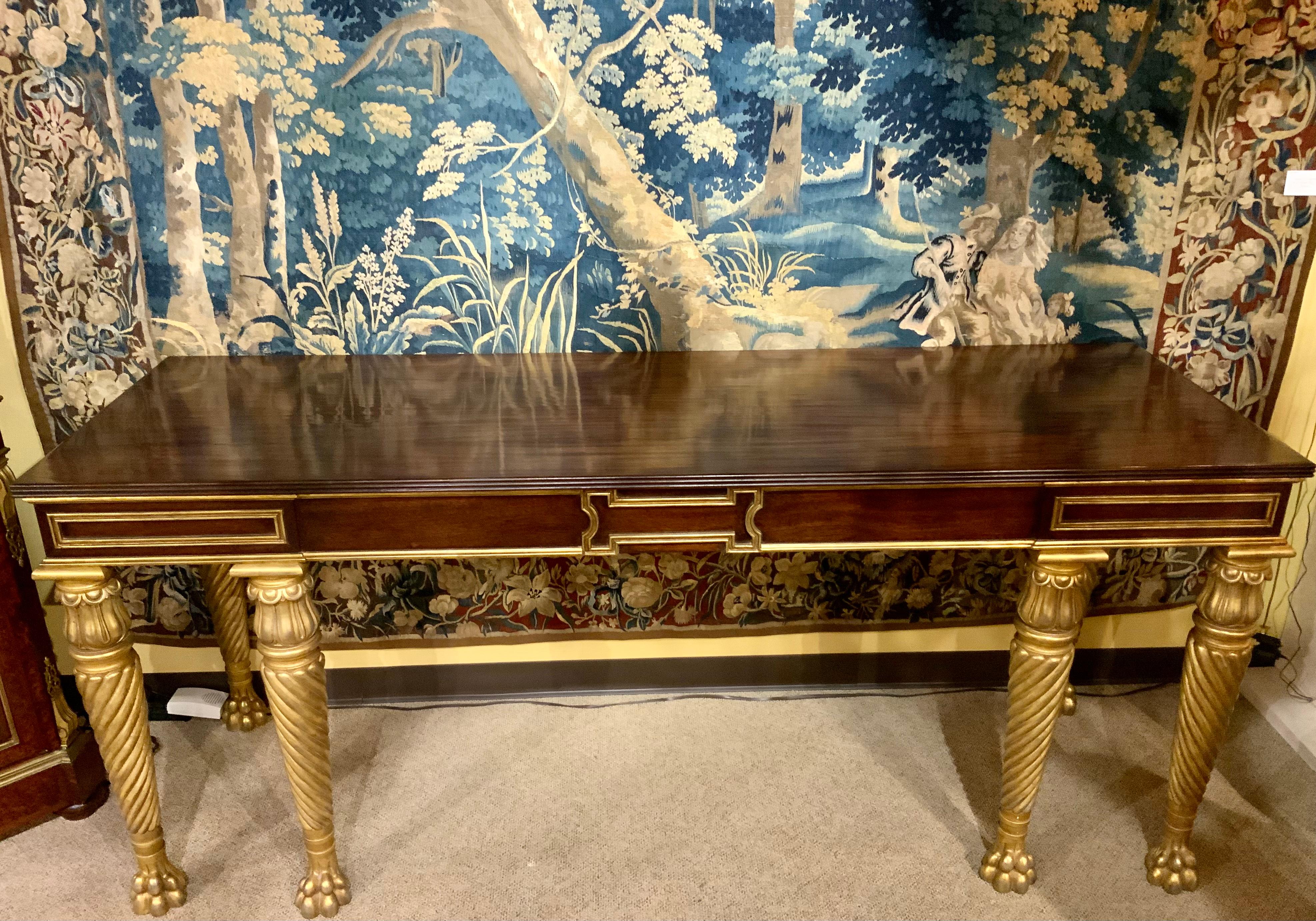 Mahogany Console with Gilt Carved Legs and Designs in Neoclassical Taste For Sale 3