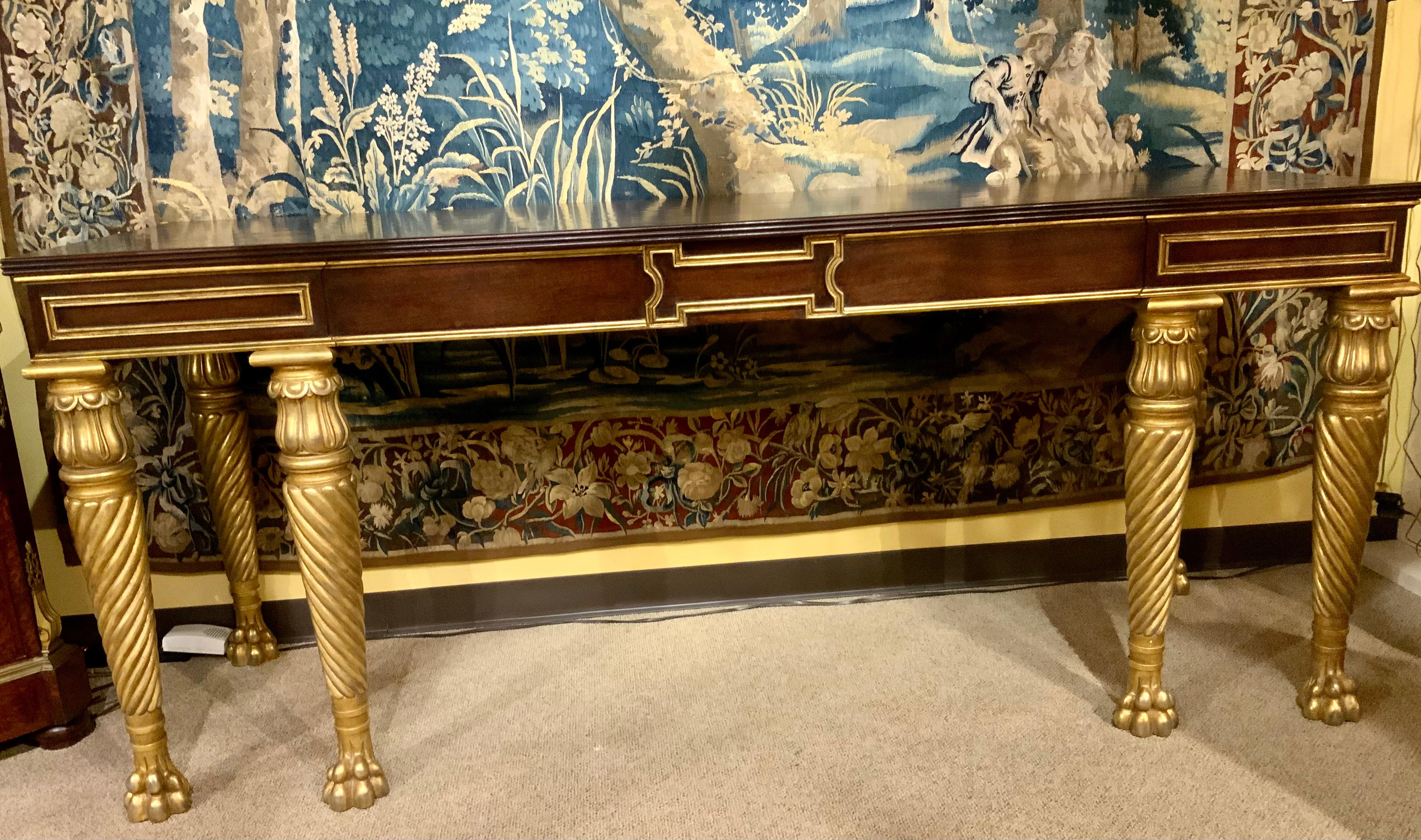Mahogany Console with Gilt Carved Legs and Designs in Neoclassical Taste For Sale 4