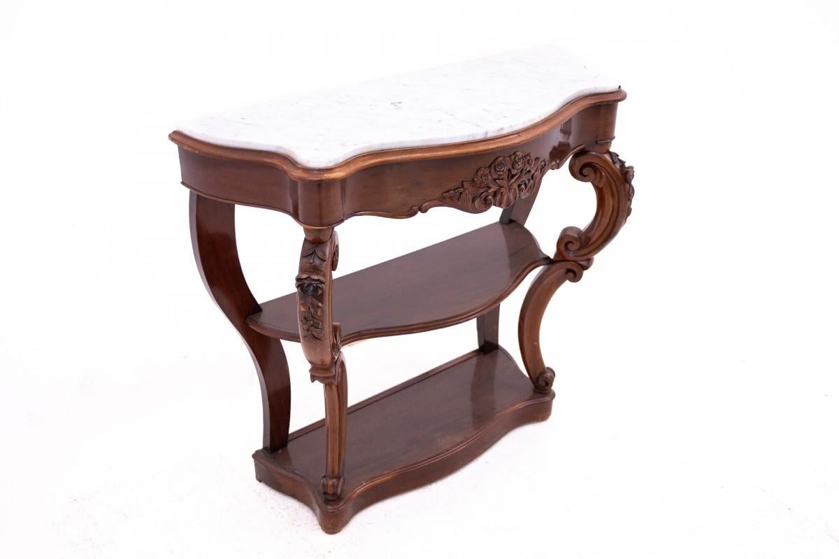 Louis Philippe Mahogany console with marble top, France, circa 1880. For Sale