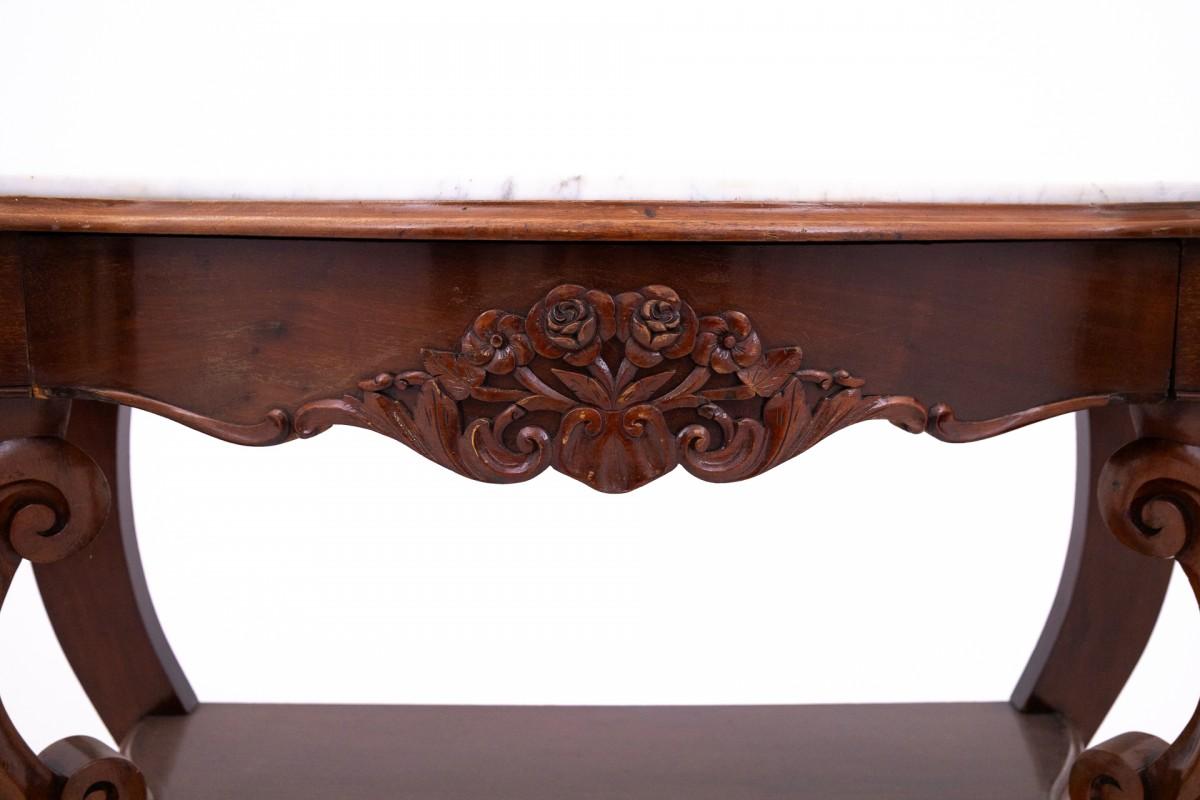 19th Century Mahogany console with marble top, France, circa 1880. For Sale
