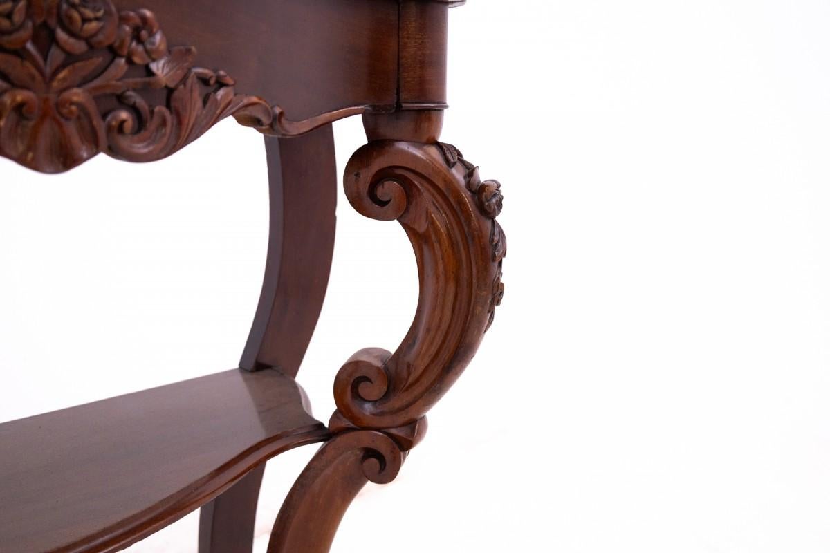 Marble Mahogany console with marble top, France, circa 1880. For Sale