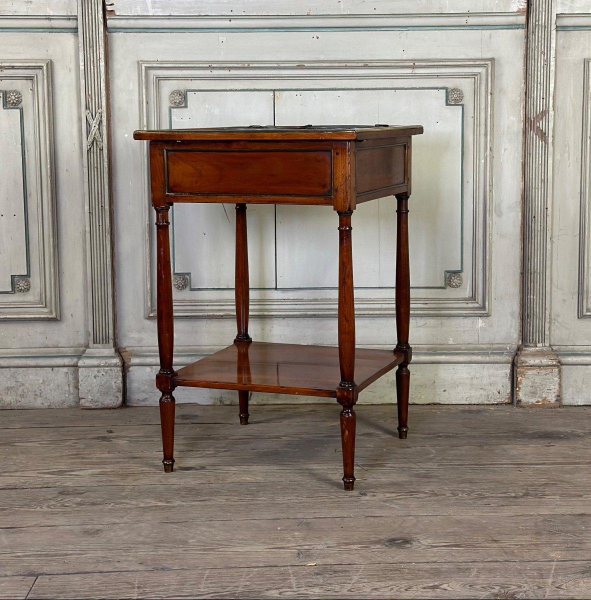 Mahogany Cooling Table, Gray Marble Top, Two Zinc Buckets, 18th Century For Sale 4