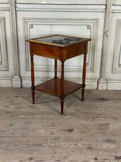 Mahogany Cooling Table, Gray Marble Top, Two Zinc Buckets, 18th Century