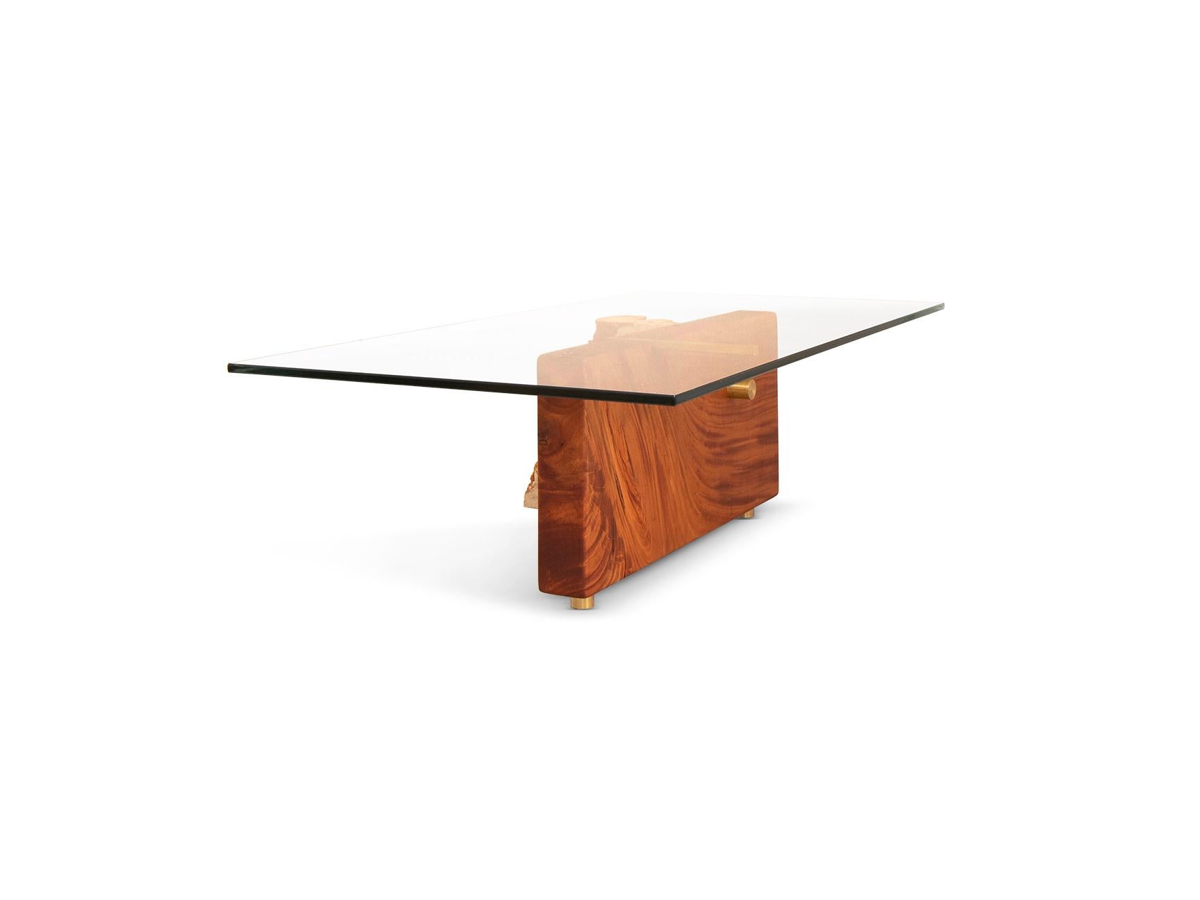 Hand-Crafted Equilibrio: Architecture Balance - Salvaged Mahogany & Coral Coffee Table For Sale